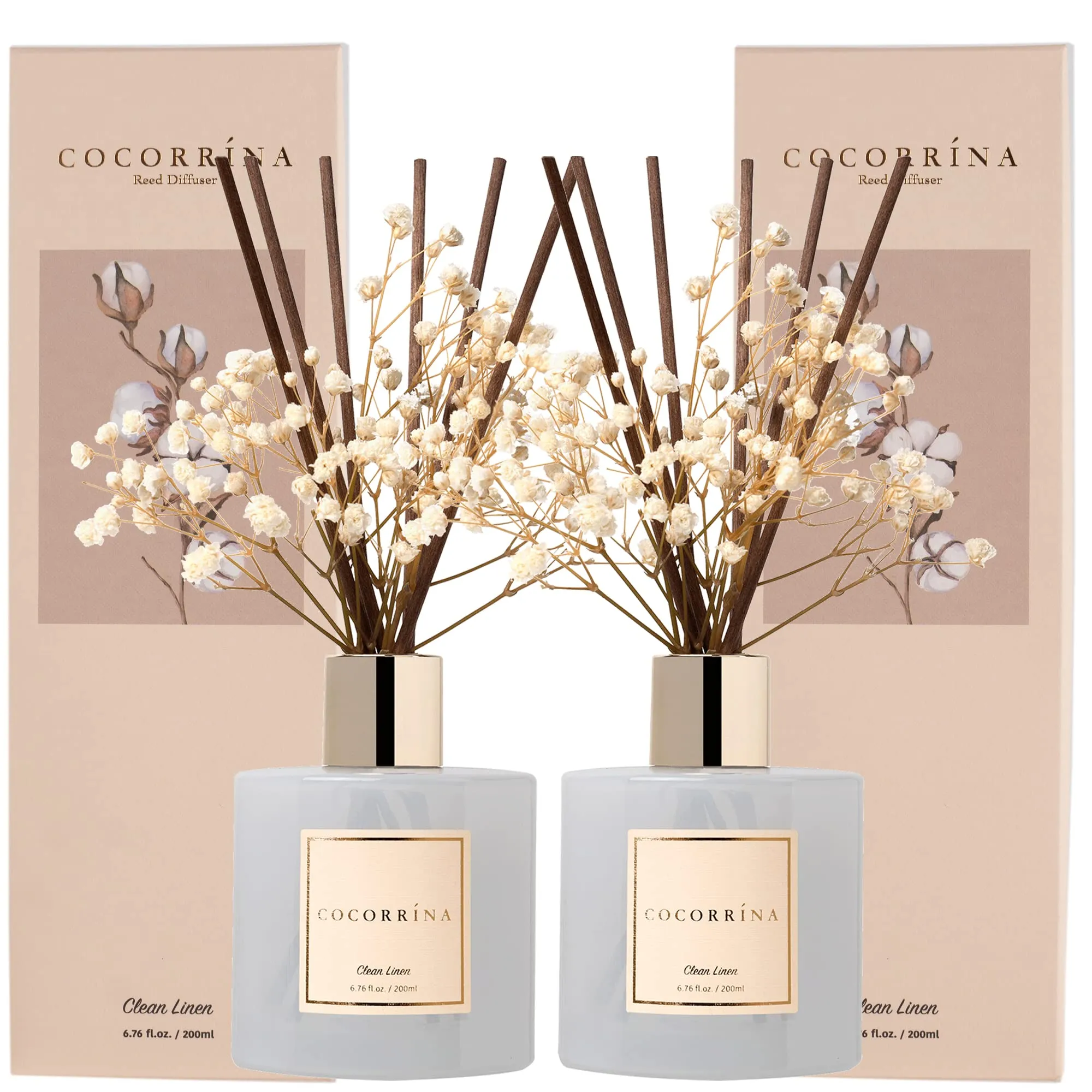 COCORRÍNA Diffusore Profumo Ambiente Clean Linen, 200ml, 2 Pack - immagine 1