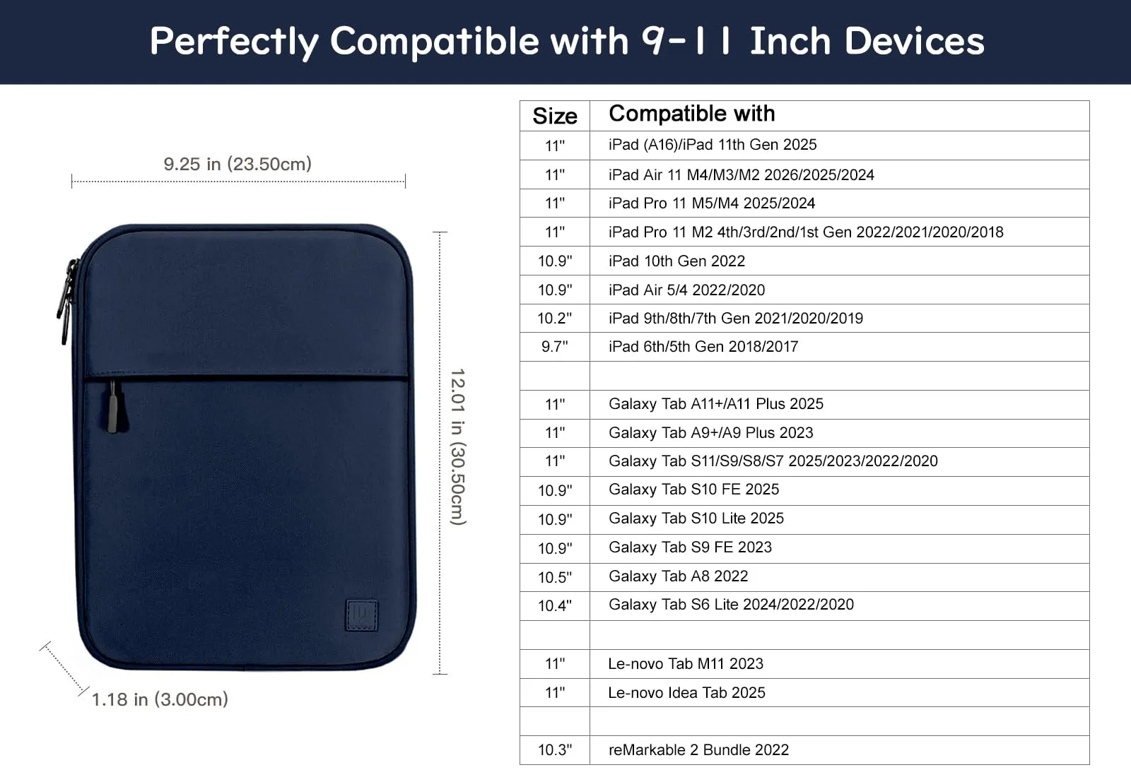 Dadanism Borsa Imbottita per Tablet 9-11 Pollici, Indaco - immagine 2