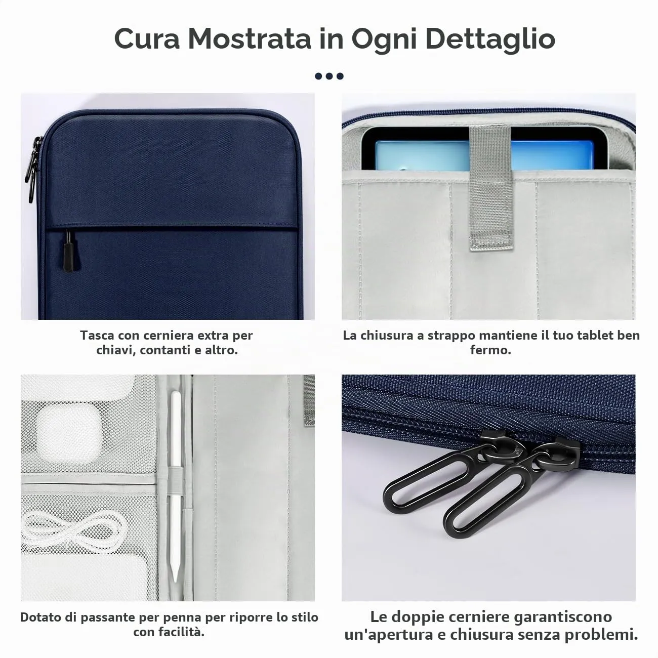 Dadanism Borsa Imbottita per Tablet 9-11 Pollici, Indaco - immagine 5