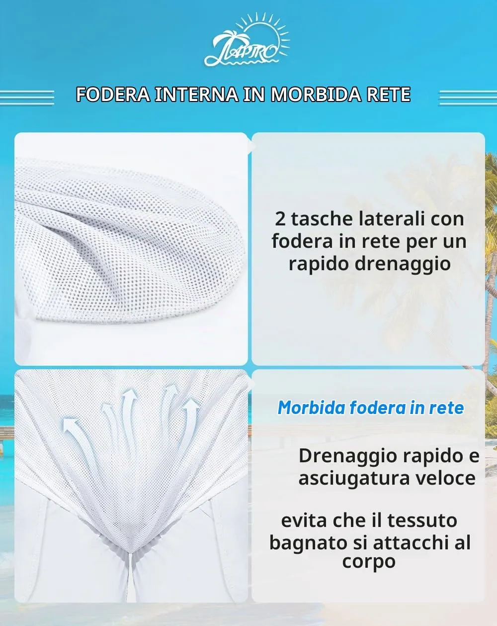 APTRO Pantaloncini da Bagno da Uomo Wave Mk436, 3XL - immagine 3