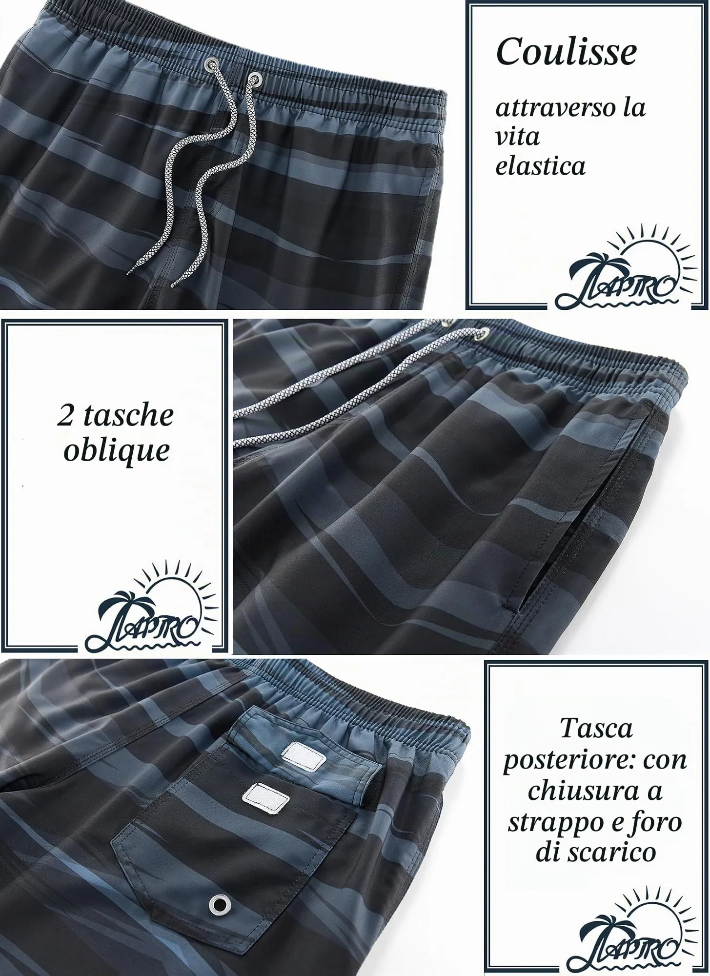 APTRO Costume da bagno da uomo ad asciugatura rapida, S - immagine 2