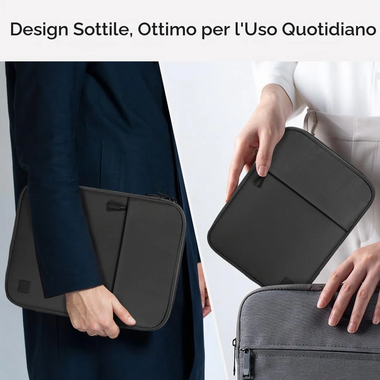 Dadanism Borsa Imbottita per Tablet 9-11 Pollici, Nero & Grigio - immagine 7