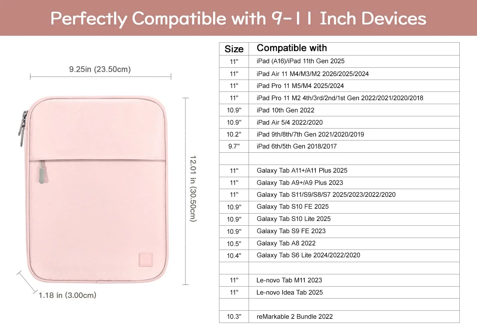 Dadanism Borsa Imbottita per Tablet 9-11 Pollici, Rosa - immagine 2