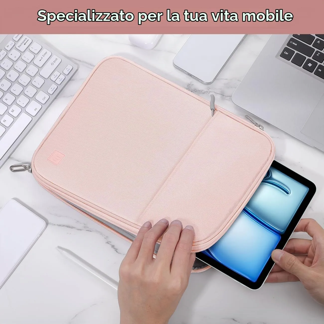 Dadanism Borsa Imbottita per Tablet 9-11 Pollici, Rosa - immagine 6