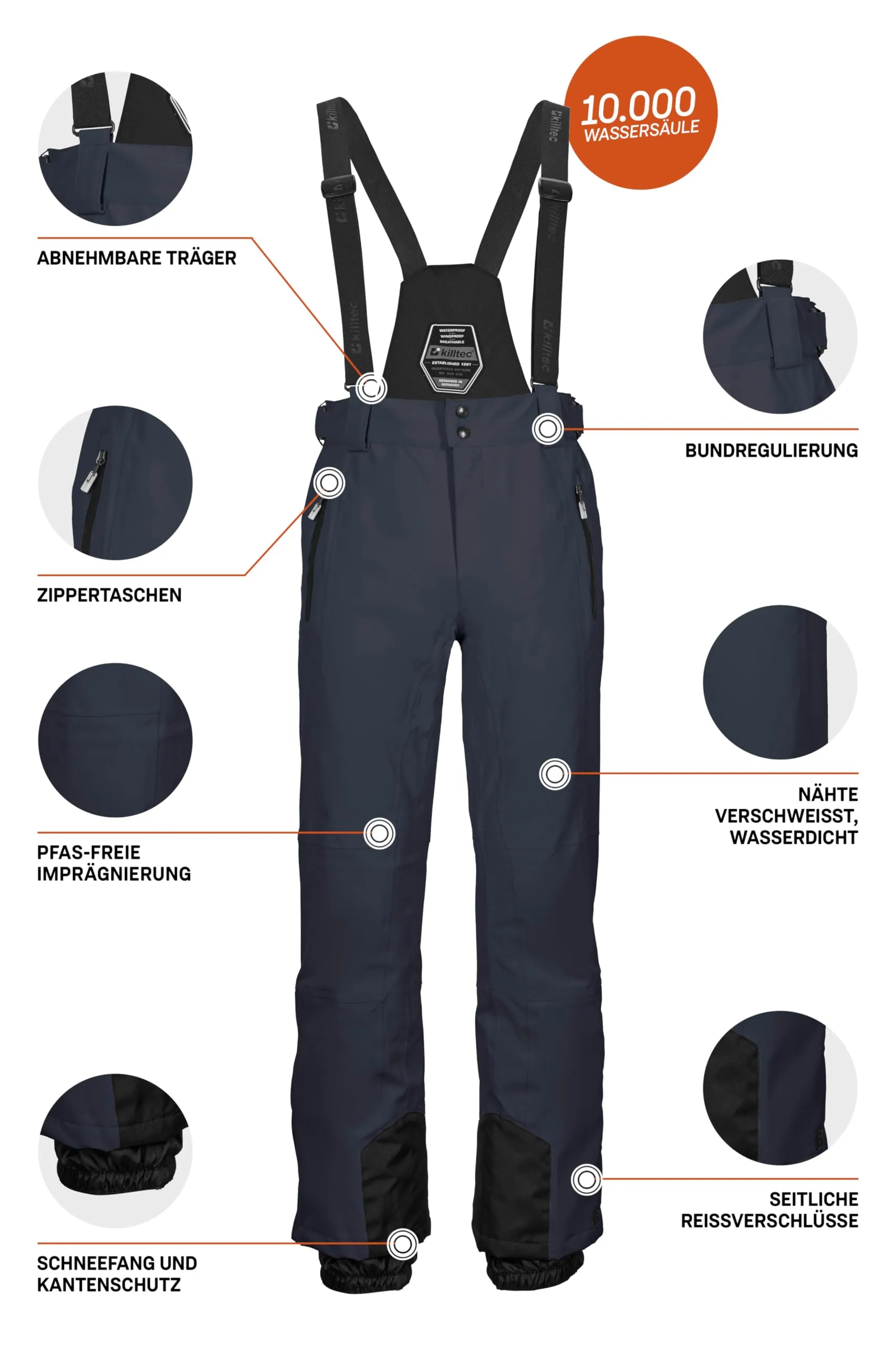 Killtec KSW 100 Enosh MN Ski Pants, Dark Blue, S, 43431-000 - immagine 5