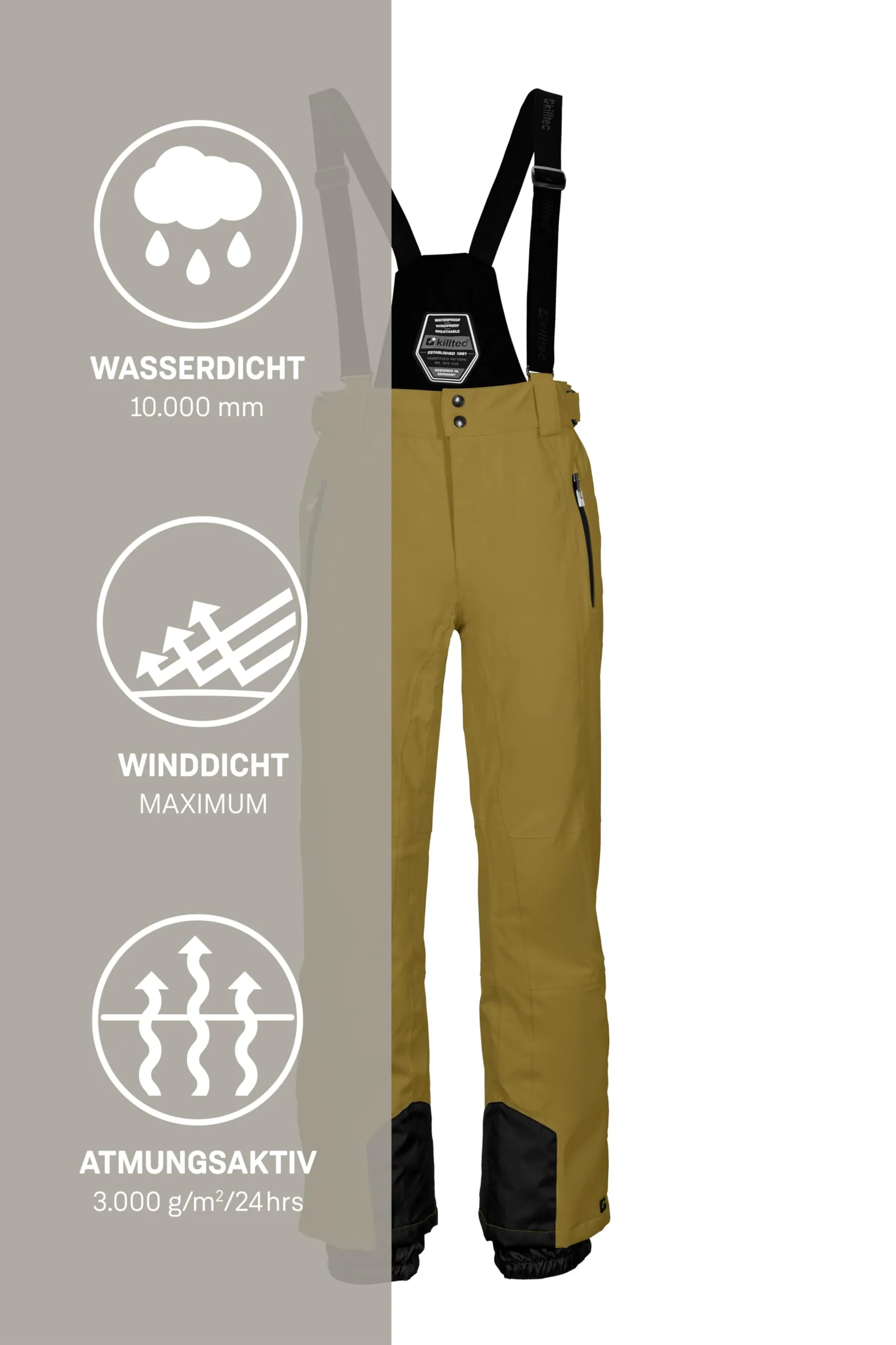 Killtec KSW 100 Enosh MN Ski Pants, Pale Olive, S, 43431-000 - immagine 6