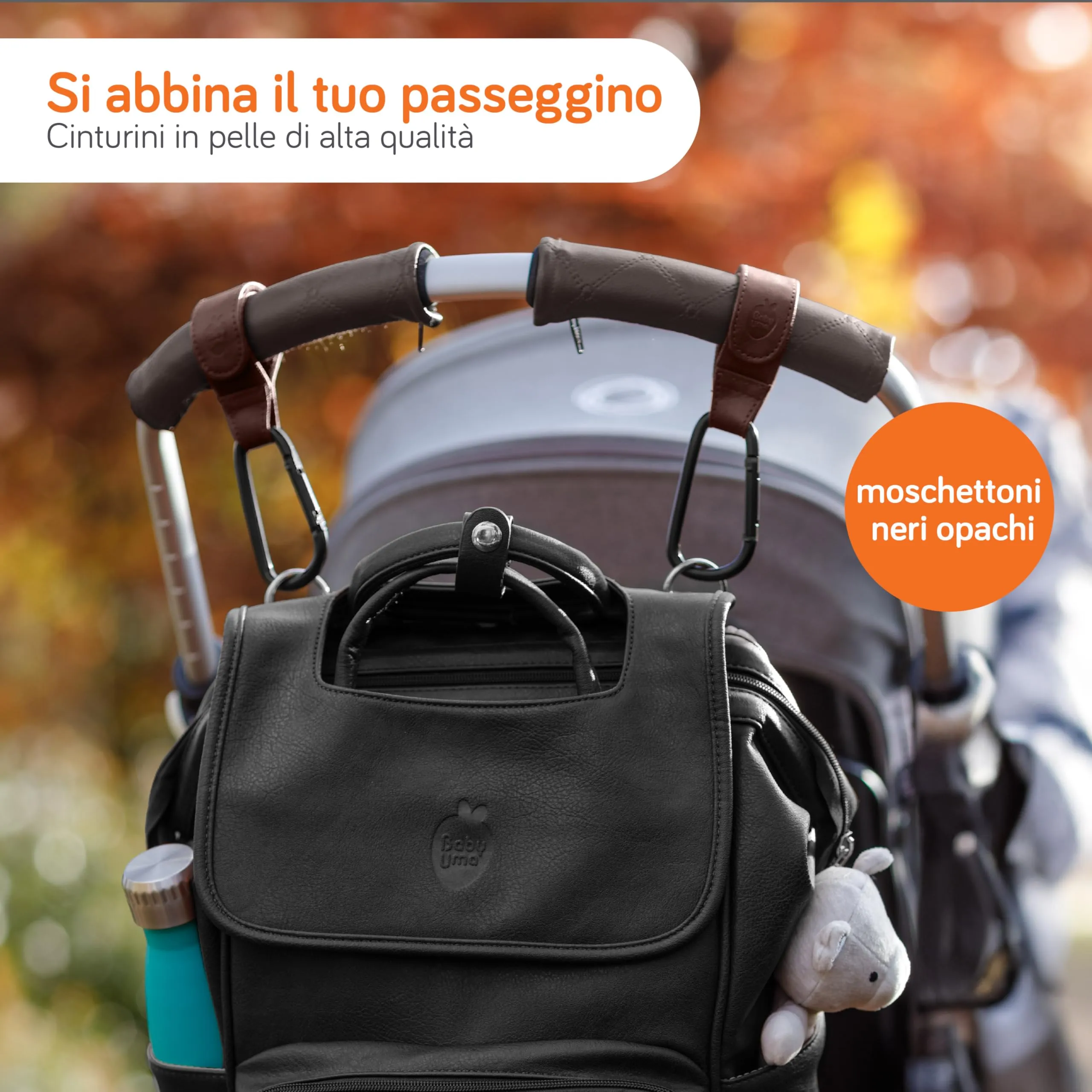 Baby Uma Ganci Passeggino Porta Borse in Similpelle, 2 Pezzi - immagine 3