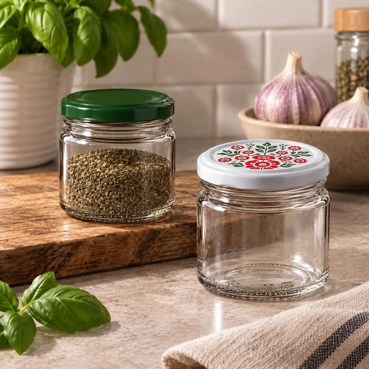 KADAX Set di 10 barattoli in vetro 200ml Ø66 con tappo a vite ermetico - immagine 5