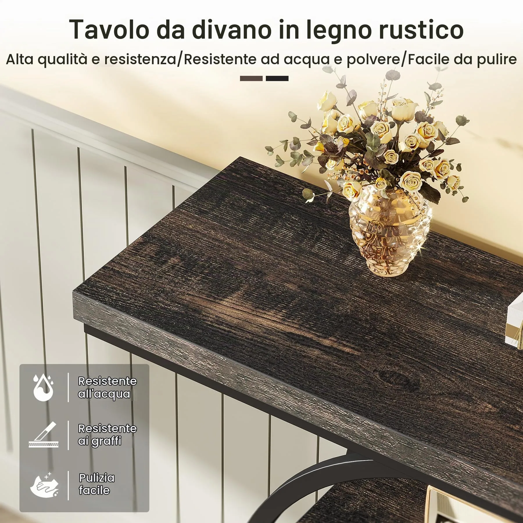 Tribesigns Tavolo Consolle Industriale 4 Livelli con Base Circolare, 104,1 cm, Nero Antracite - immagine 6