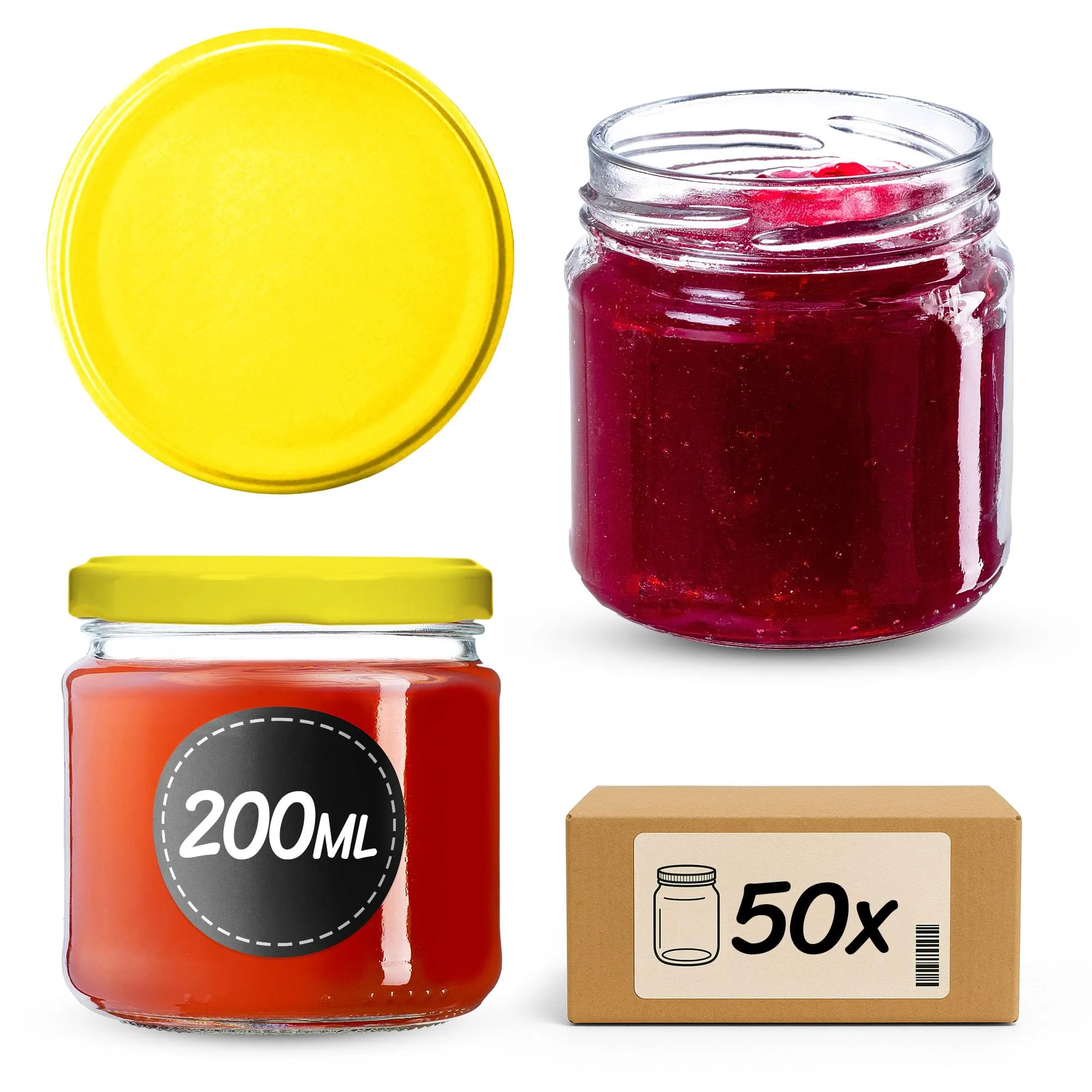 KADAX Set di 50 barattoli in vetro 200ml Ø66 con tappo a vite ermetico K2280 - immagine 1