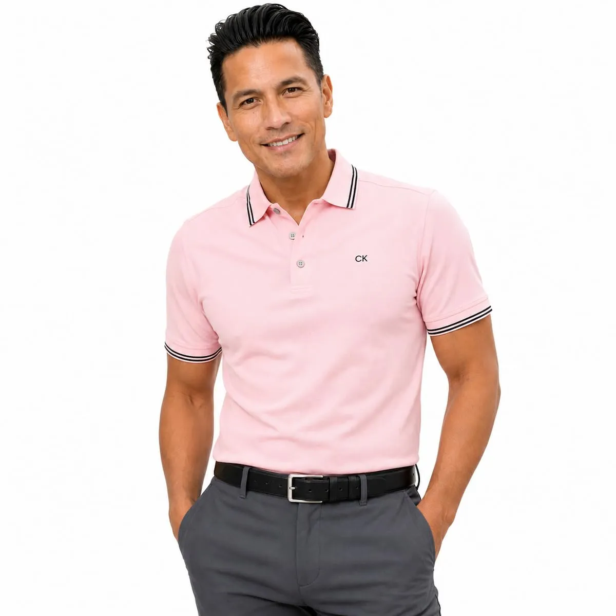 Calvin Klein Polo Golf Leggera Punta Campus Uomo - Baby Pink Tipped - M - immagine 2