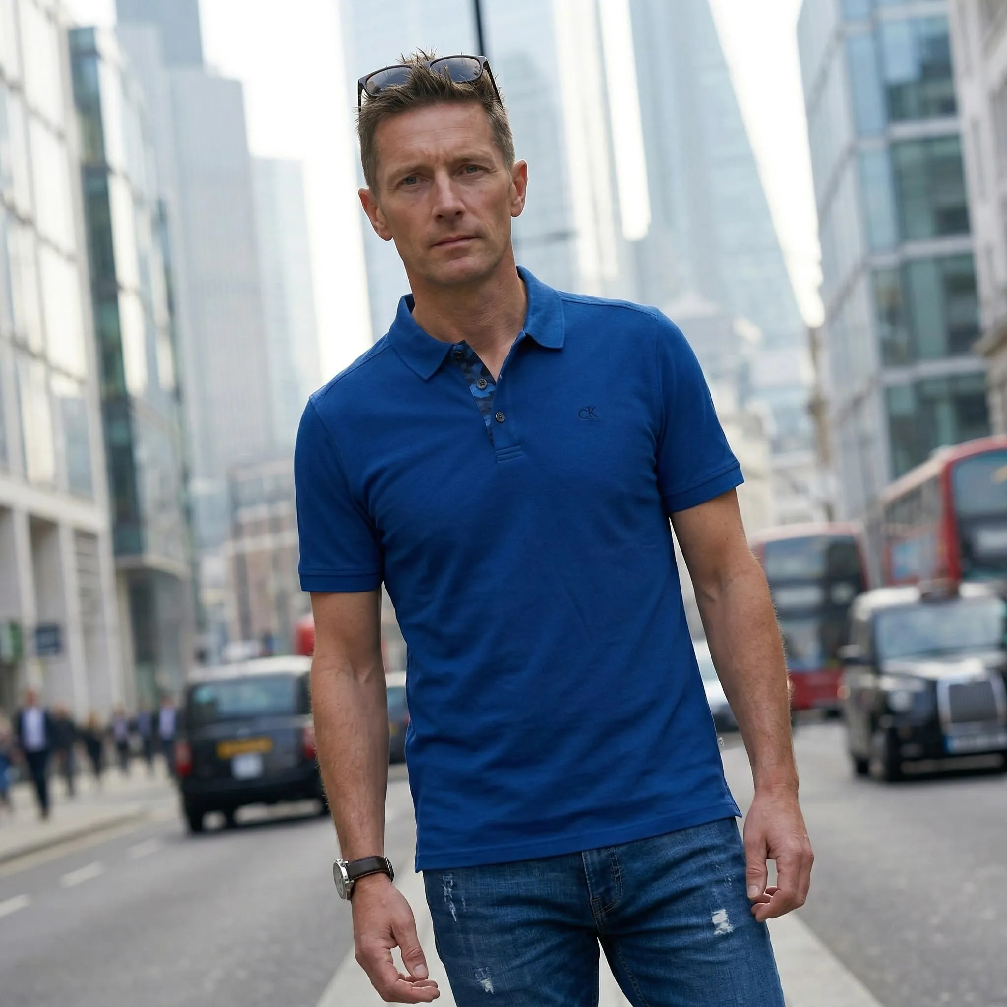 Calvin Klein Polo Golf Uomo Campus - Dresden Blue Camo - XL - immagine 7