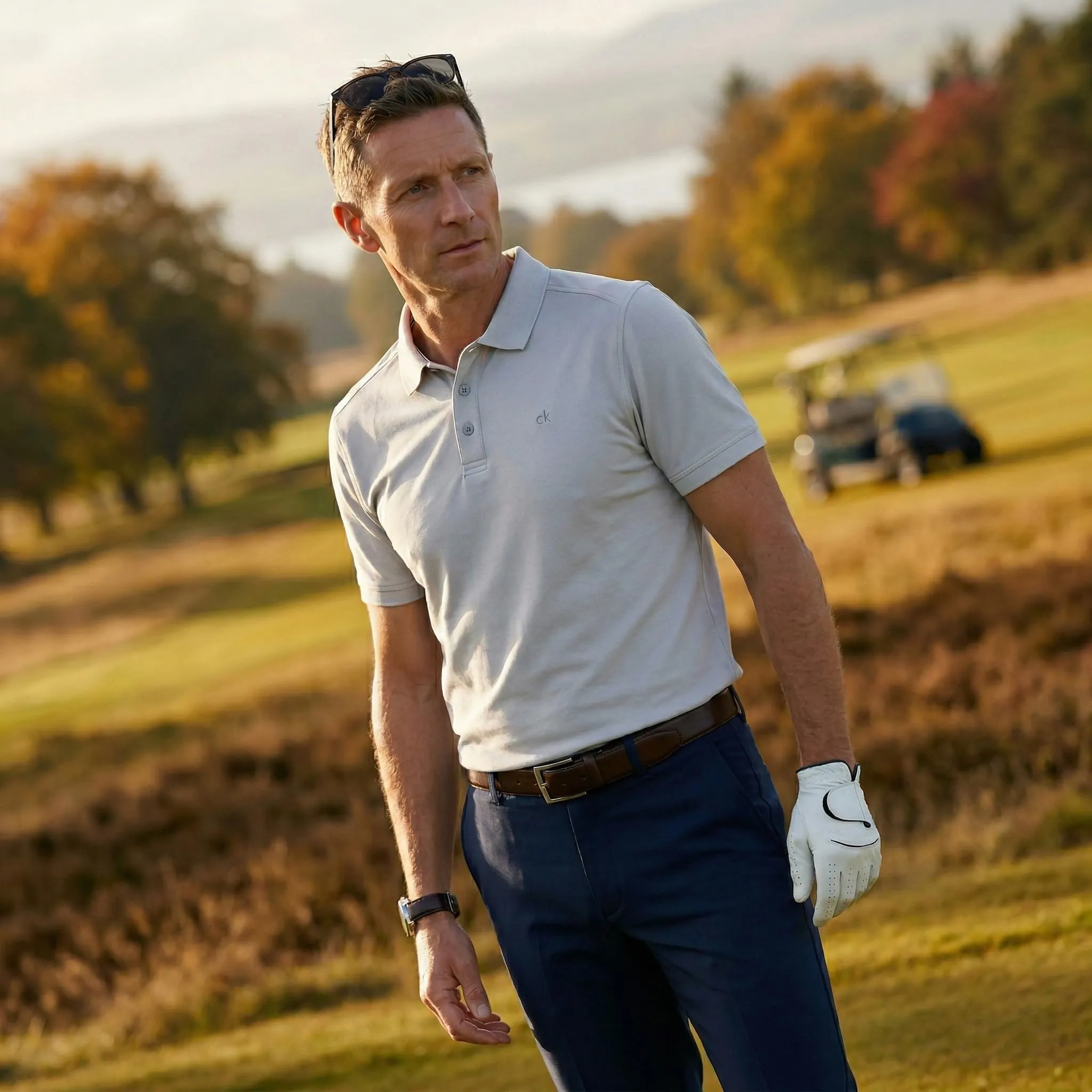 Calvin Klein Polo Golf Uomo Campus a 3 Bottoni Colletto - Argento - 4XL - immagine 3