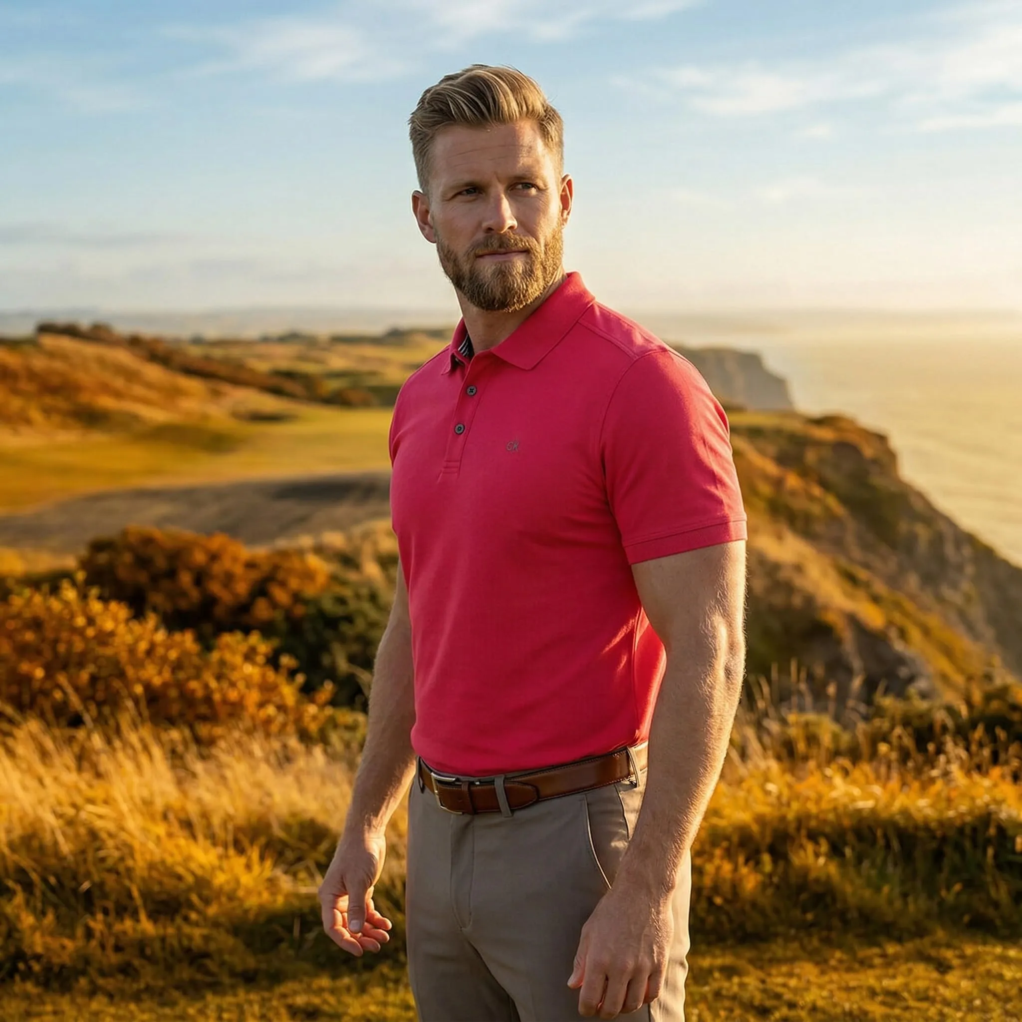 Calvin Klein Polo Golf Uomo Campus a 3 Bottoni - Lampone - 4XL - immagine 3