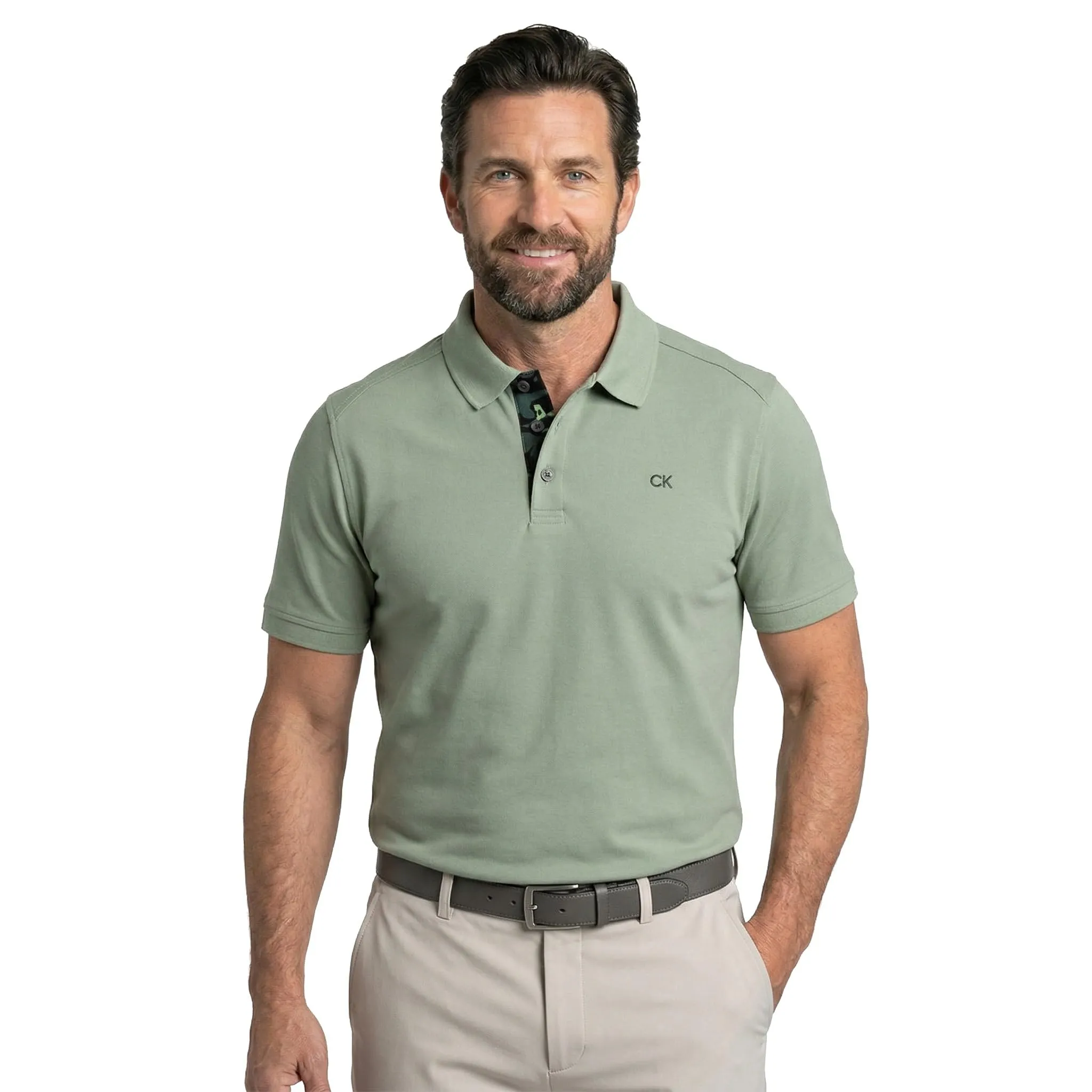 Calvin Klein Polo Golf Uomo Campus Sage Camo - 5XL - immagine 2