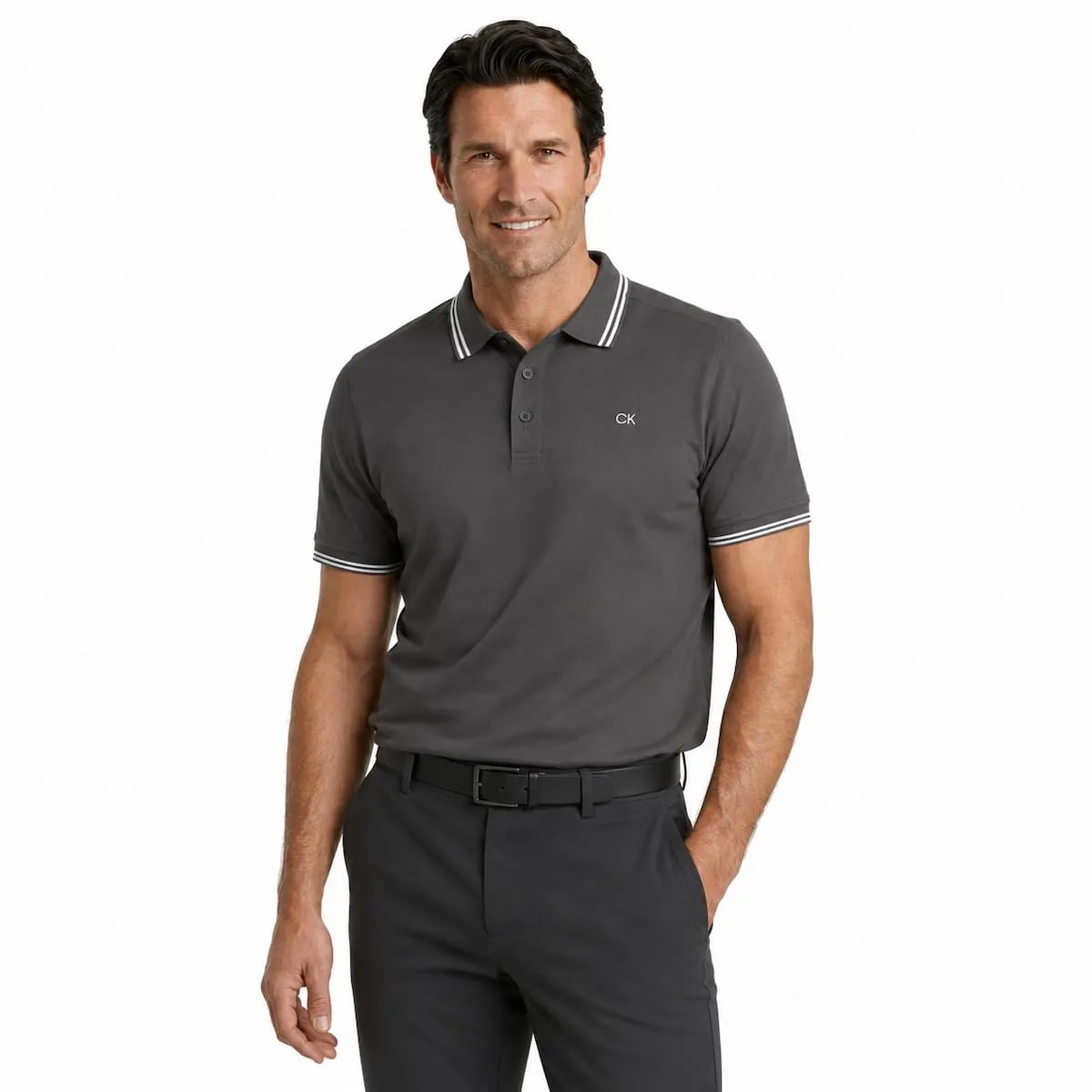 Calvin Klein Polo Golf Punta Campus Uomo - Slate Tipped - 5XL - immagine 2