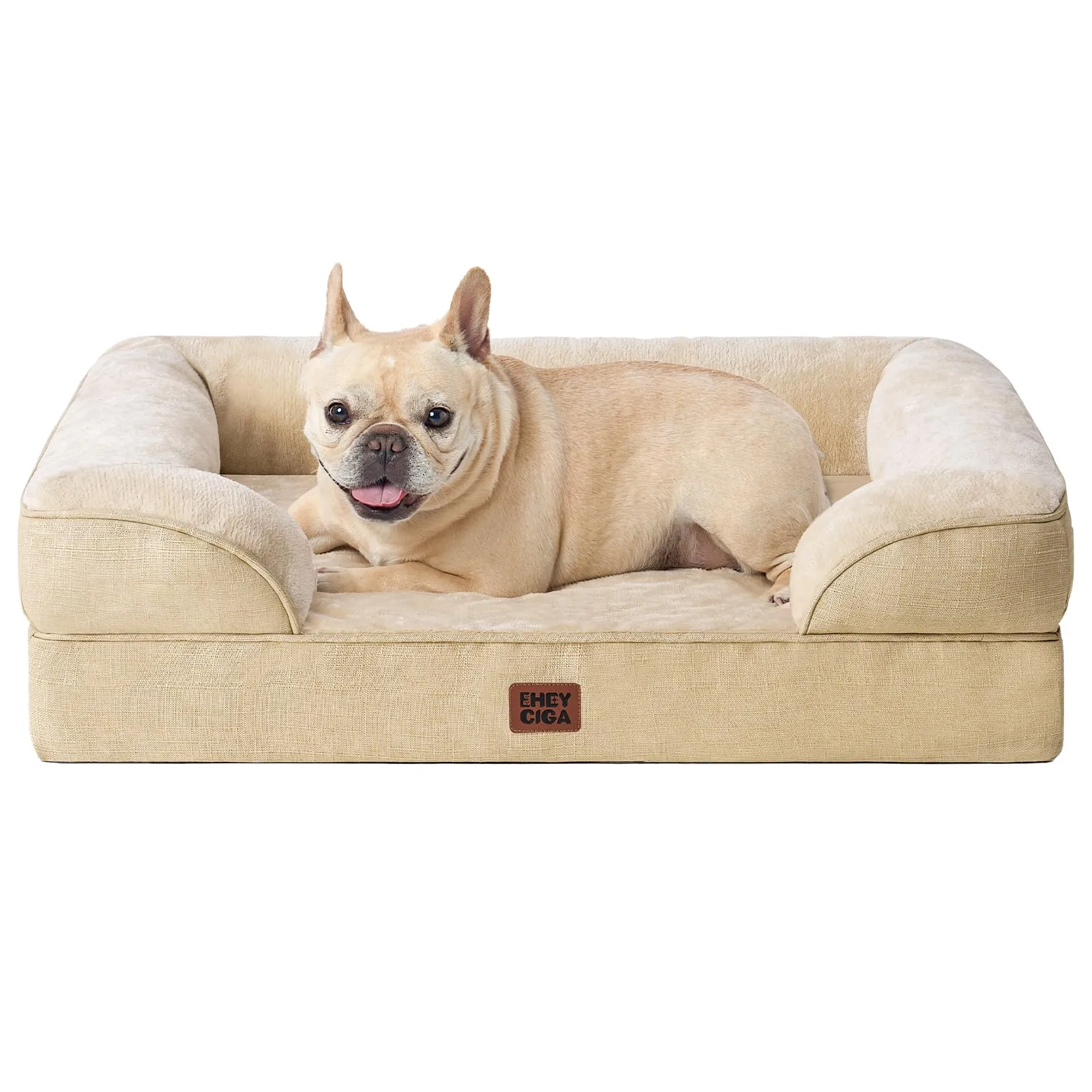 EHEYCIGA Cuccia Cane Interno Ortopedica, Letto Divano Impermeabile Sfoderabile e Lavabile, Colore Albicocca, 76x51x16cm - immagine 1