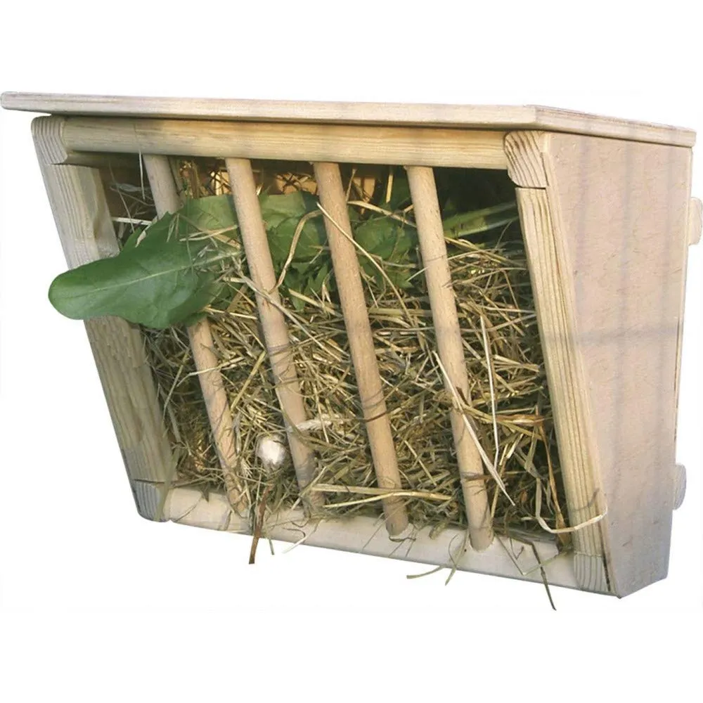 Kerbl Pet Portafieno con seduta 25x17x20 cm per piccoli animali, conigli, lepri, criceti, naturale, con ganci di fissaggio - immagine 5