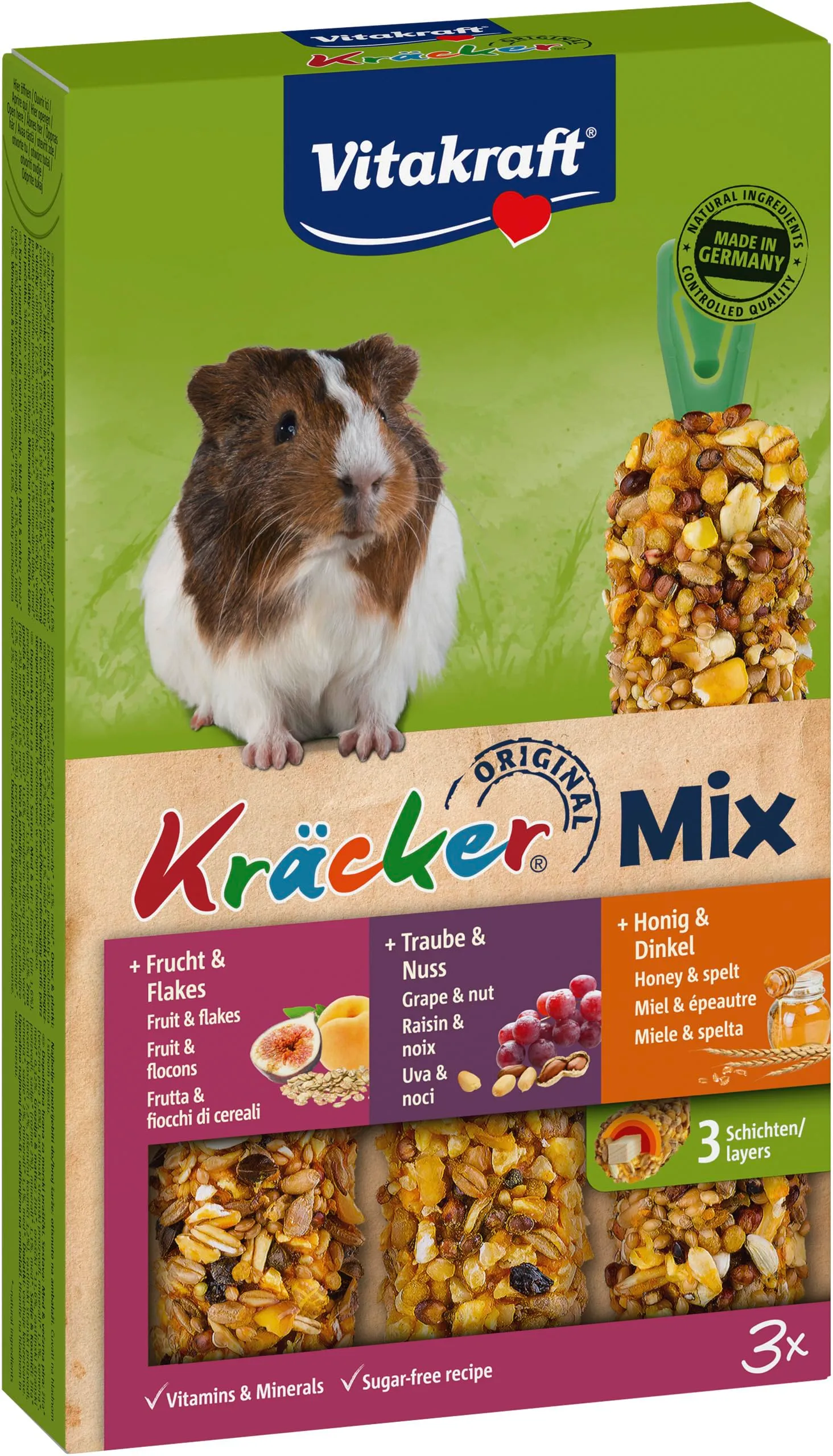 Vitakraft Kräcker Mix per porcellini d'India con miele, noci e frutta, 168g - immagine 2