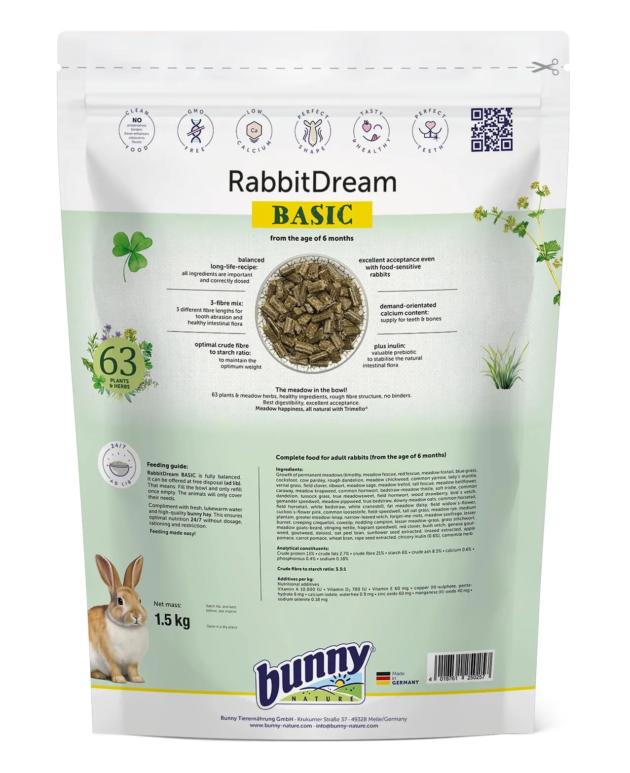 Bunny Dream Basic per Conigli Nani - 1500 g - immagine 2
