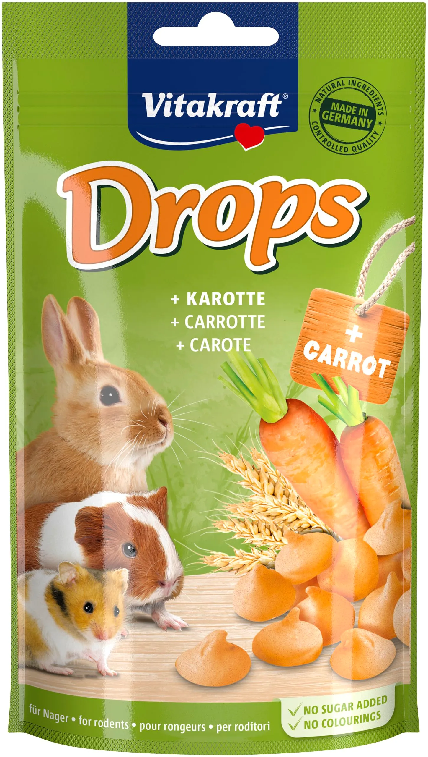 Vitakraft Drops snack per conigli e criceti con carota, 75g - immagine 1