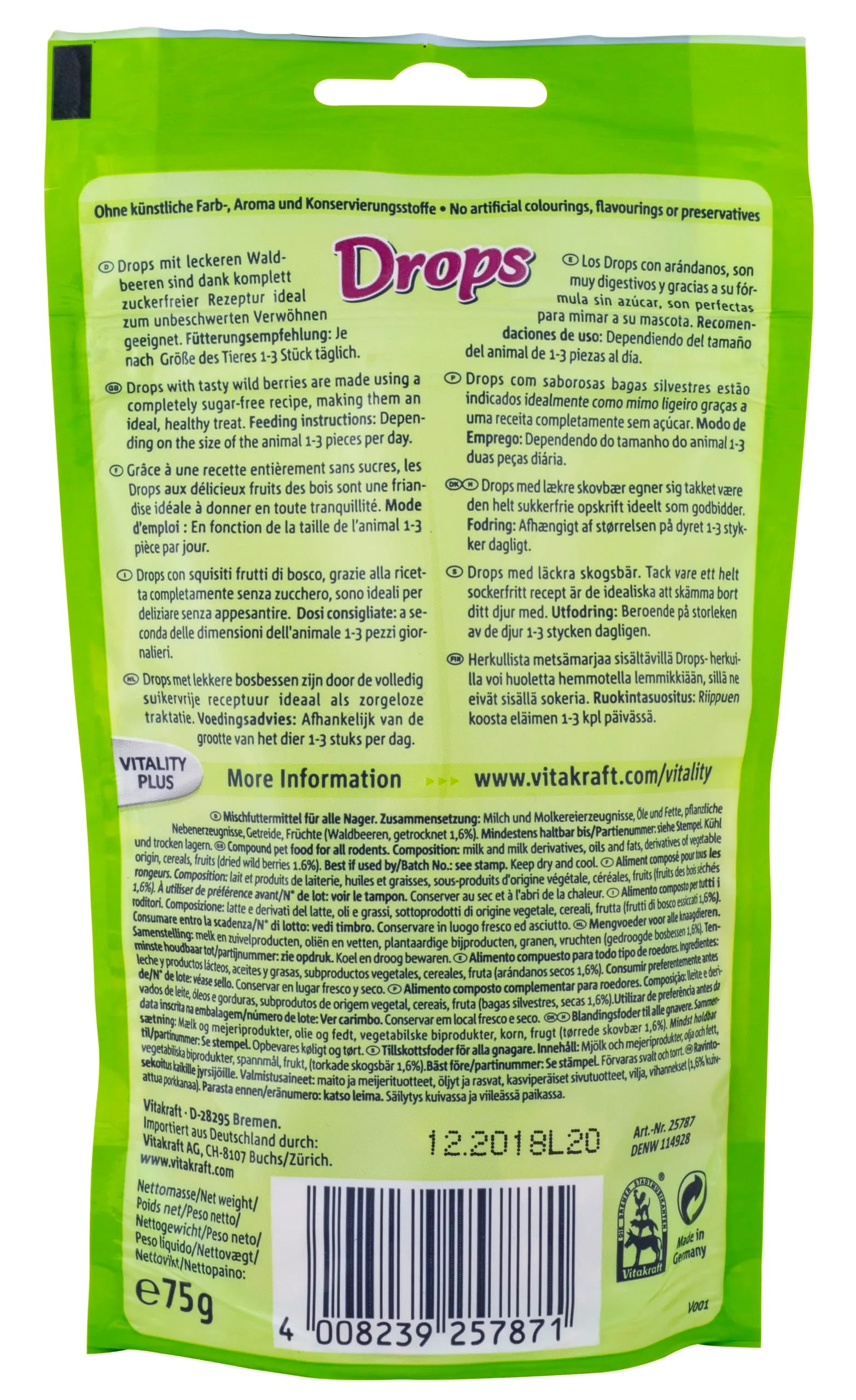 Vitakraft Drops Snack per Roditori con Frutti di Bosco, senza zuccheri aggiunti, 75g - immagine 3