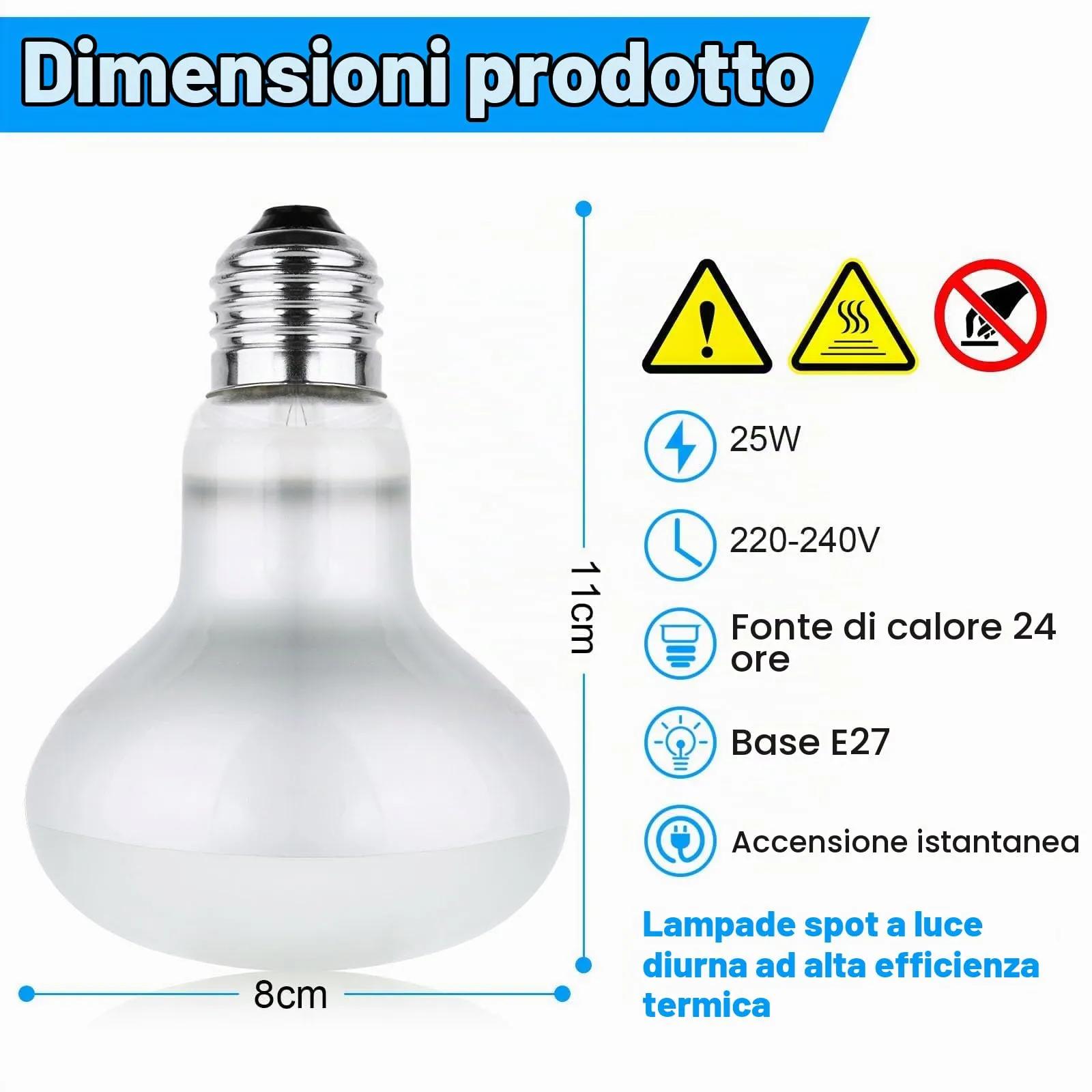 Adiwo Lampada Calore UVA per Rettili, 2 Pezzi 25W E27 per Tartarughe, Serpenti, Lucertole e Camaleonti - immagine 2