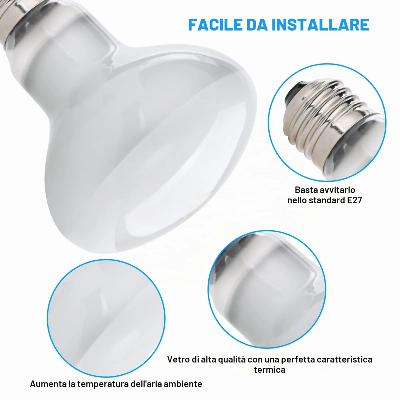 Adiwo Lampada Calore UVA per Rettili, 2 Pezzi 25W E27 per Tartarughe, Serpenti, Lucertole e Camaleonti - immagine 4