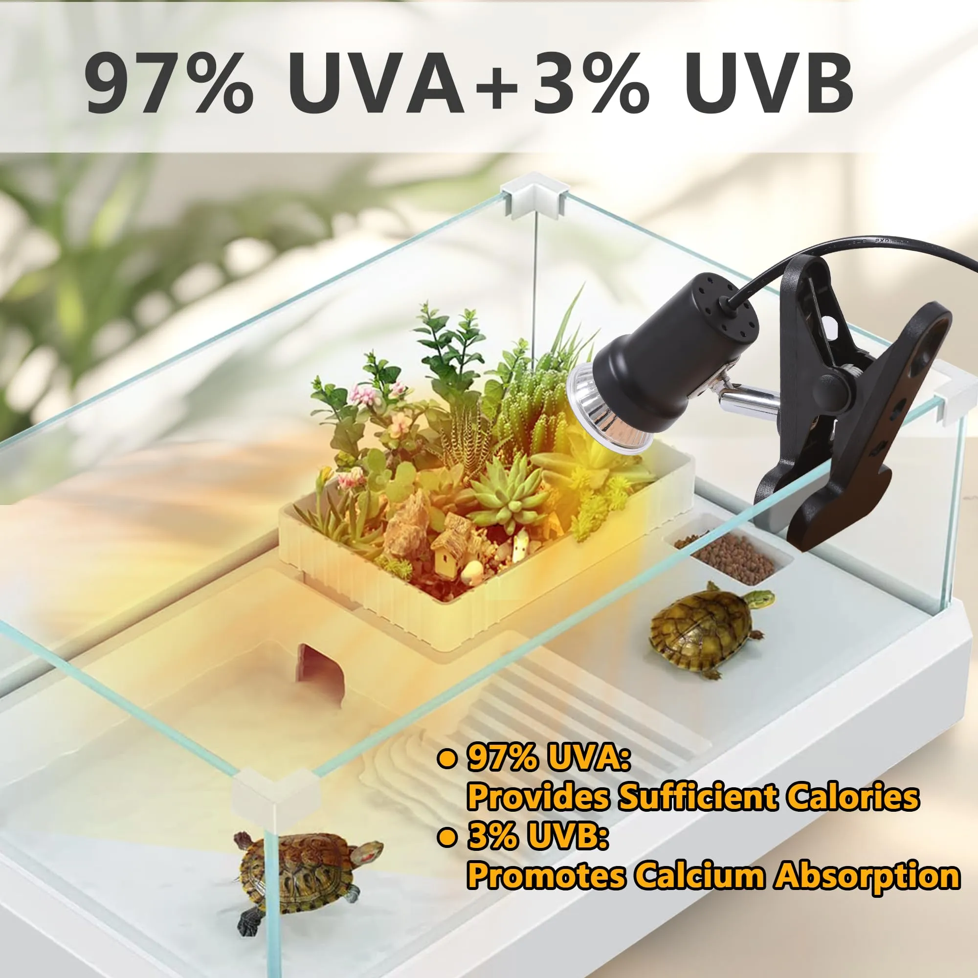 PewinGo Lampada Tartarughe UVA UVB con Lampadina da 50W, Dimmerabile, per Rettili e Anfibi - immagine 2