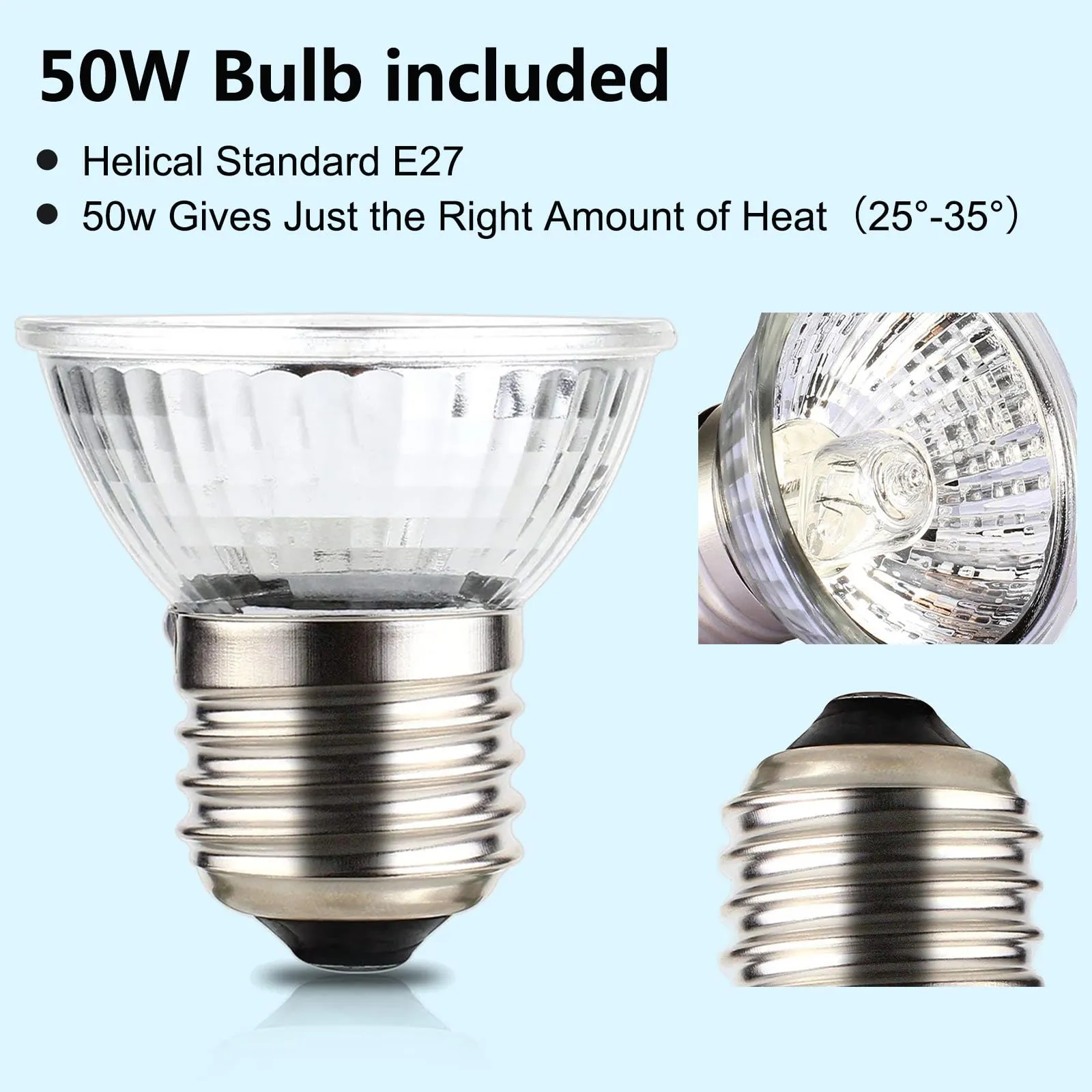 PewinGo Lampada Tartarughe UVA UVB con Lampadina da 50W, Dimmerabile, per Rettili e Anfibi - immagine 5