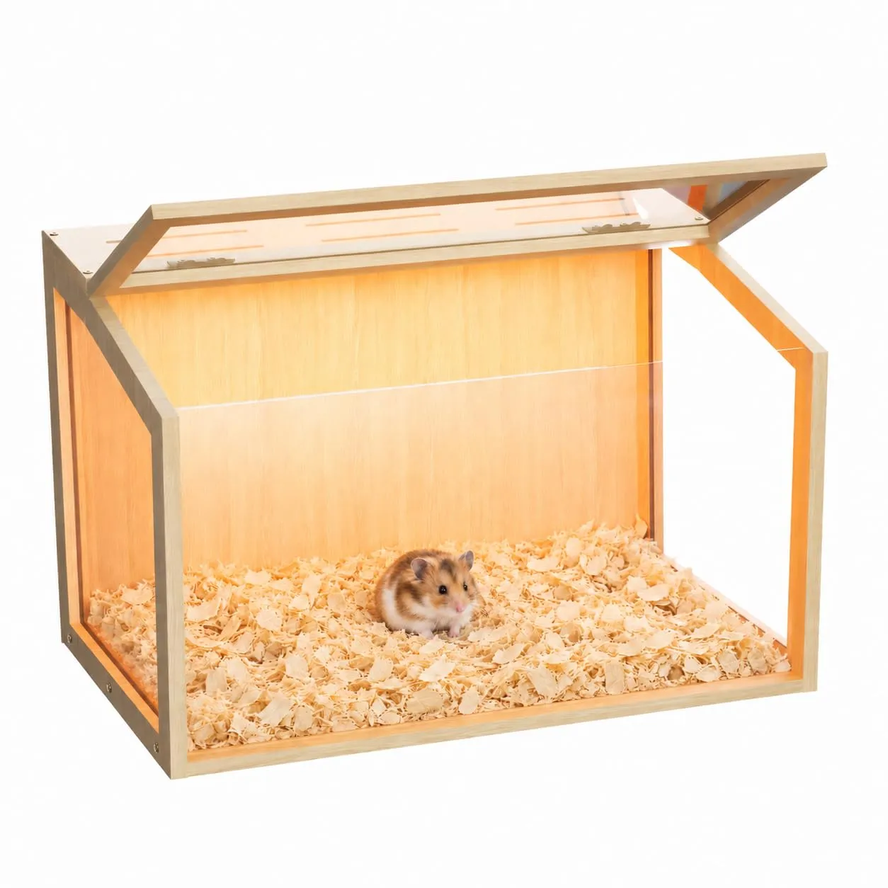 BingoPaw Gabbia per Criceti in Legno e Vetro Temperato con Luce, 60x40x40cm - immagine 9