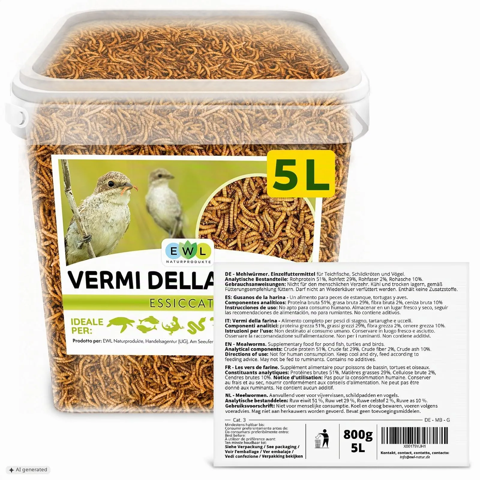 EWL Naturprodukte Vermi della Farina Essiccati, 800 g - immagine 7
