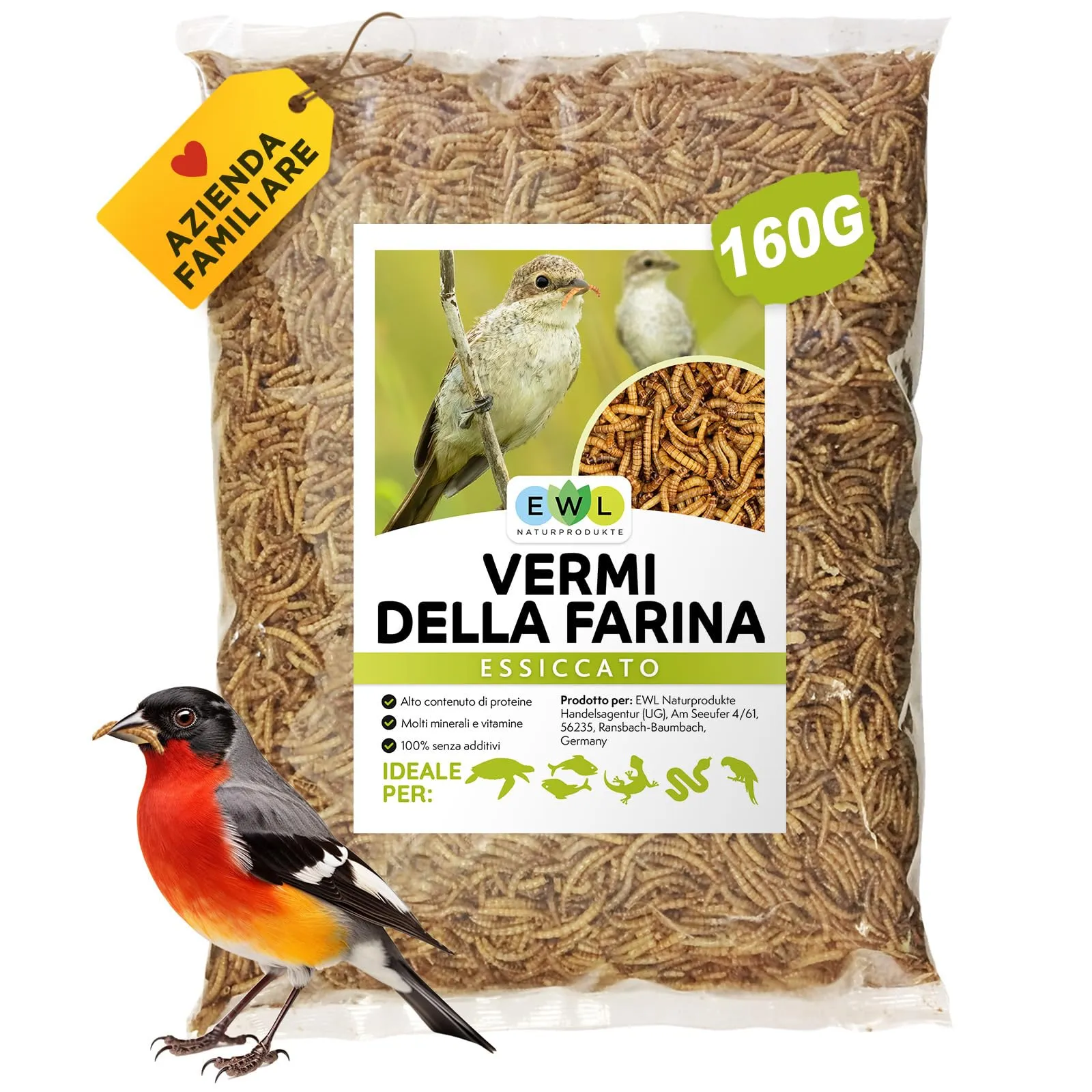 EWL Naturprodukte Vermi della Farina essiccati 160 g - immagine 1