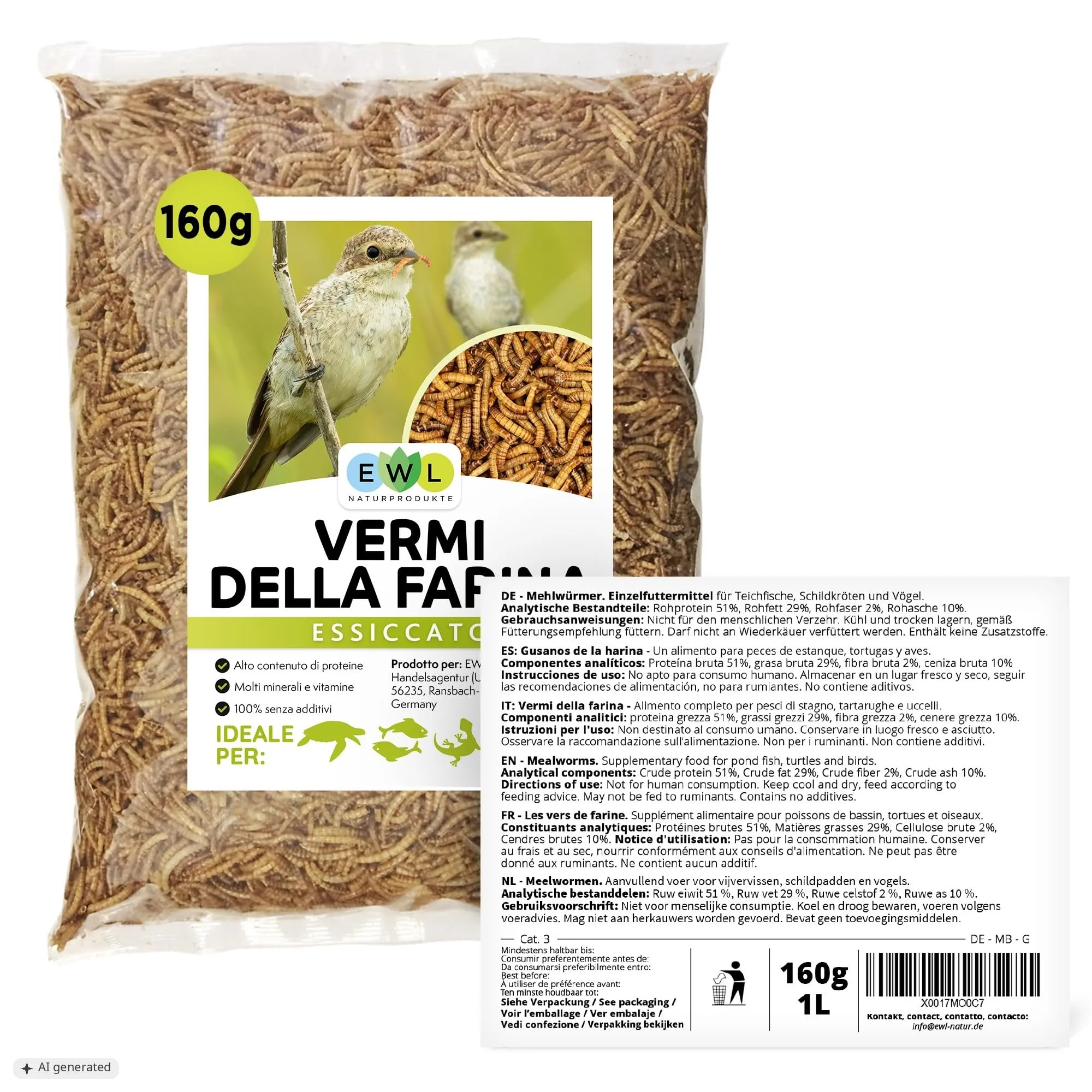 EWL Naturprodukte Vermi della Farina essiccati 160 g - immagine 7