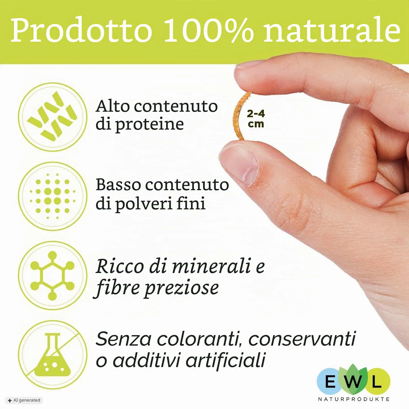 EWL Naturprodukte Vermi della Farina essiccati, 860 g (5,5 L) - immagine 3