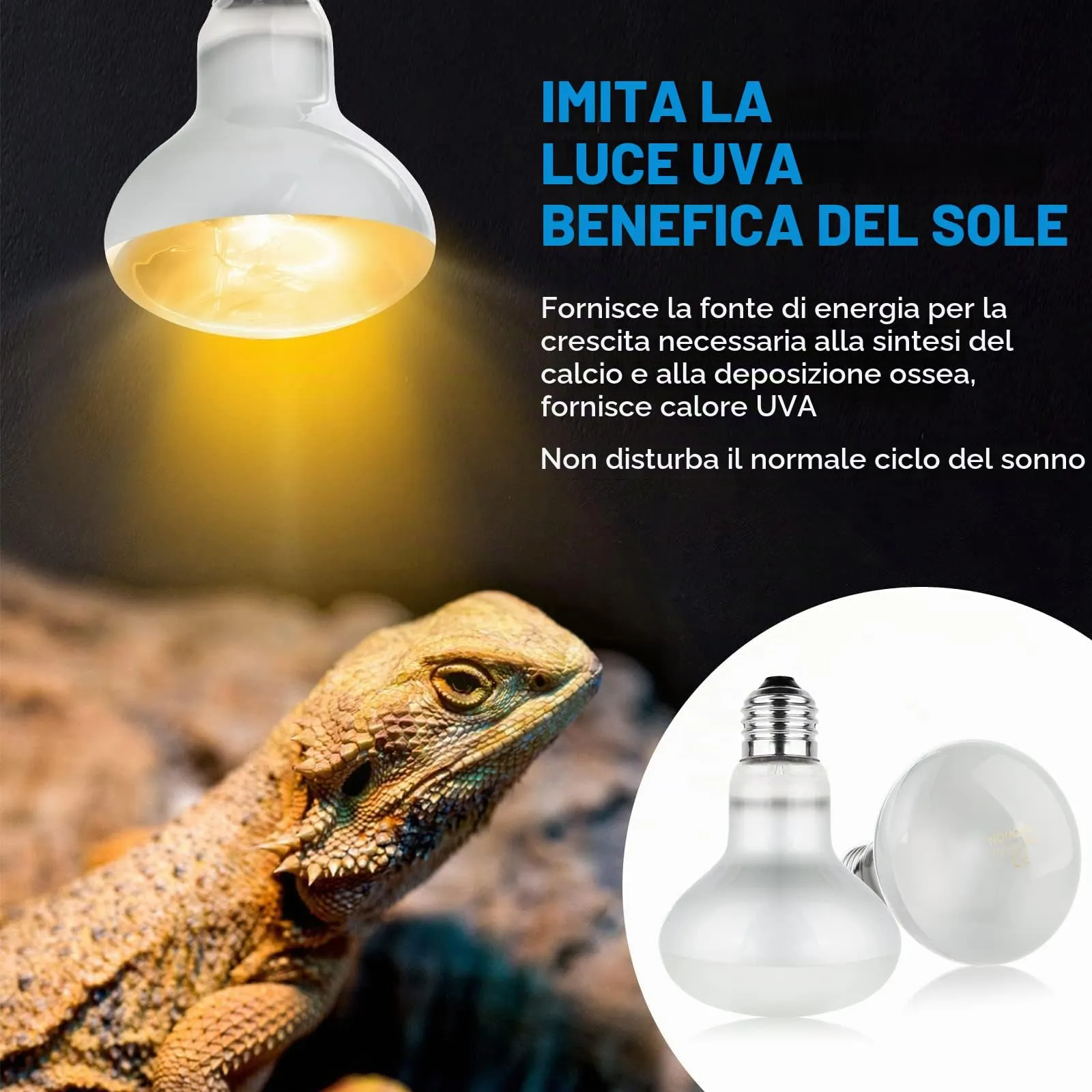 Adiwo Lampada Calore per Rettili, 100W UVA, 2 Pezzi, E27 - immagine 5