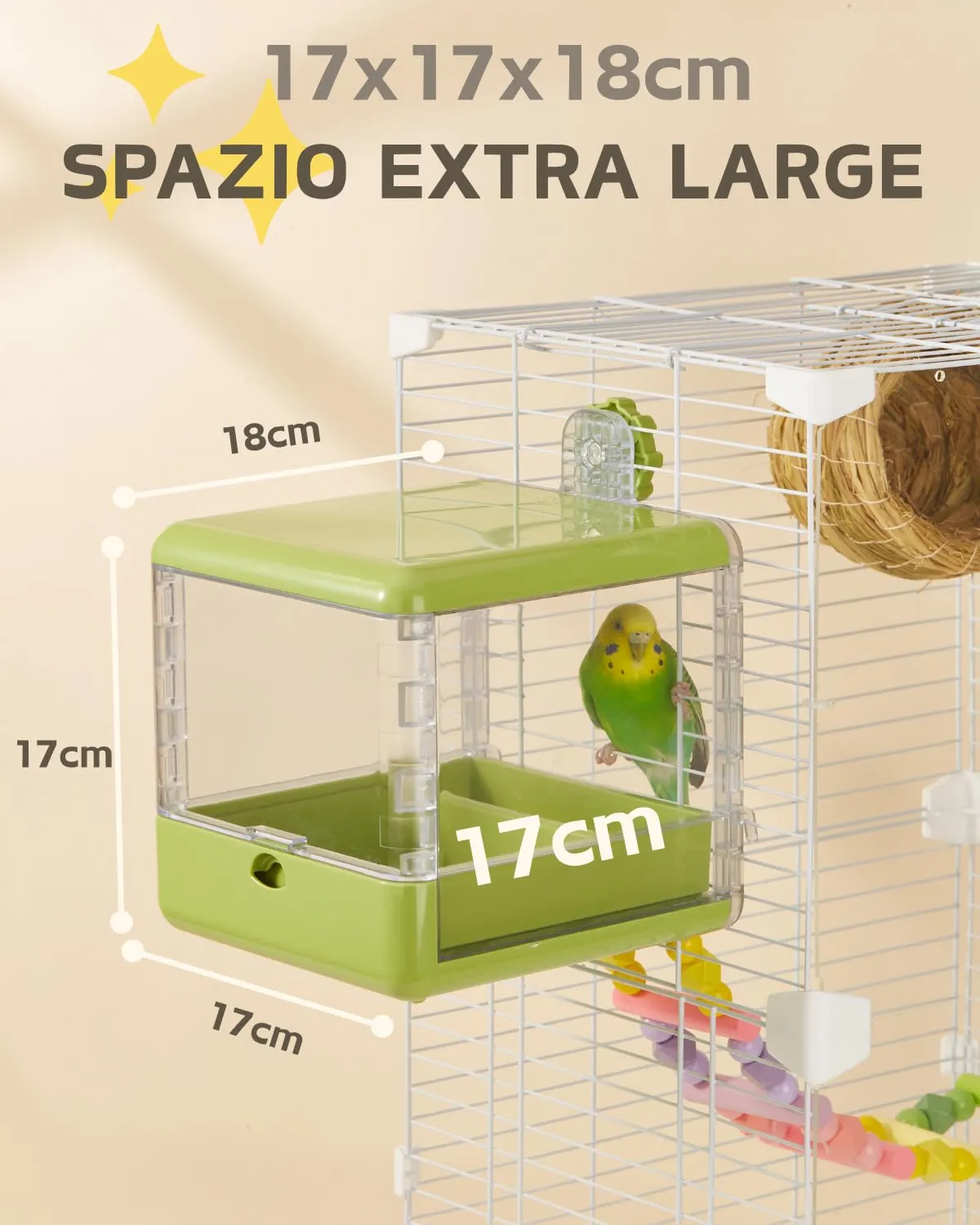 Septillar Bagno e Ciotola Sospesa per Gabbia Uccelli di Piccole e Medie Dimensioni, Verde - immagine 2