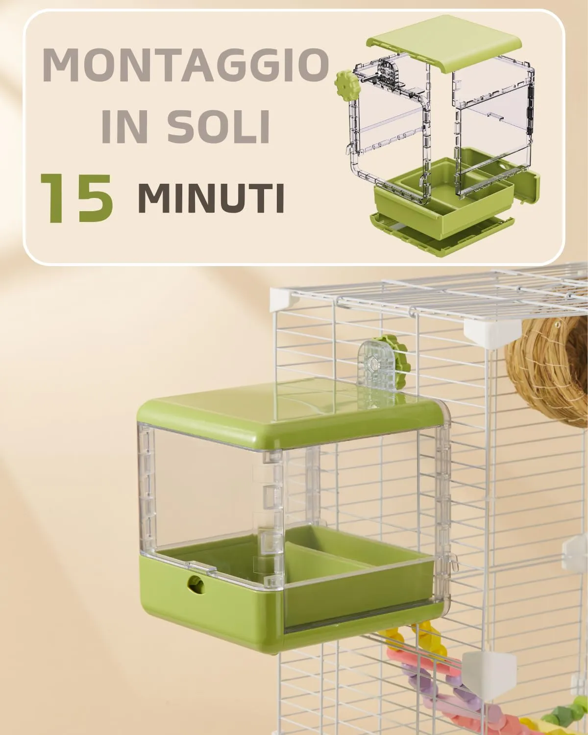 Septillar Bagno e Ciotola Sospesa per Gabbia Uccelli di Piccole e Medie Dimensioni, Verde - immagine 6