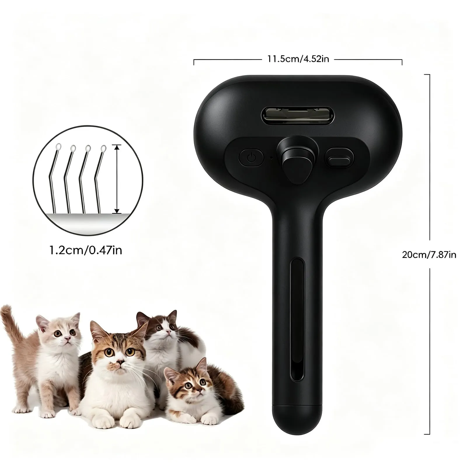 Oskuglin Spazzola a Vapore Freddo 3-in-1 per Cani e Gatti, Pettine Rimuovi Peli con Serbatoio Ricaricabile e Testina in Gel, Nero - immagine 5