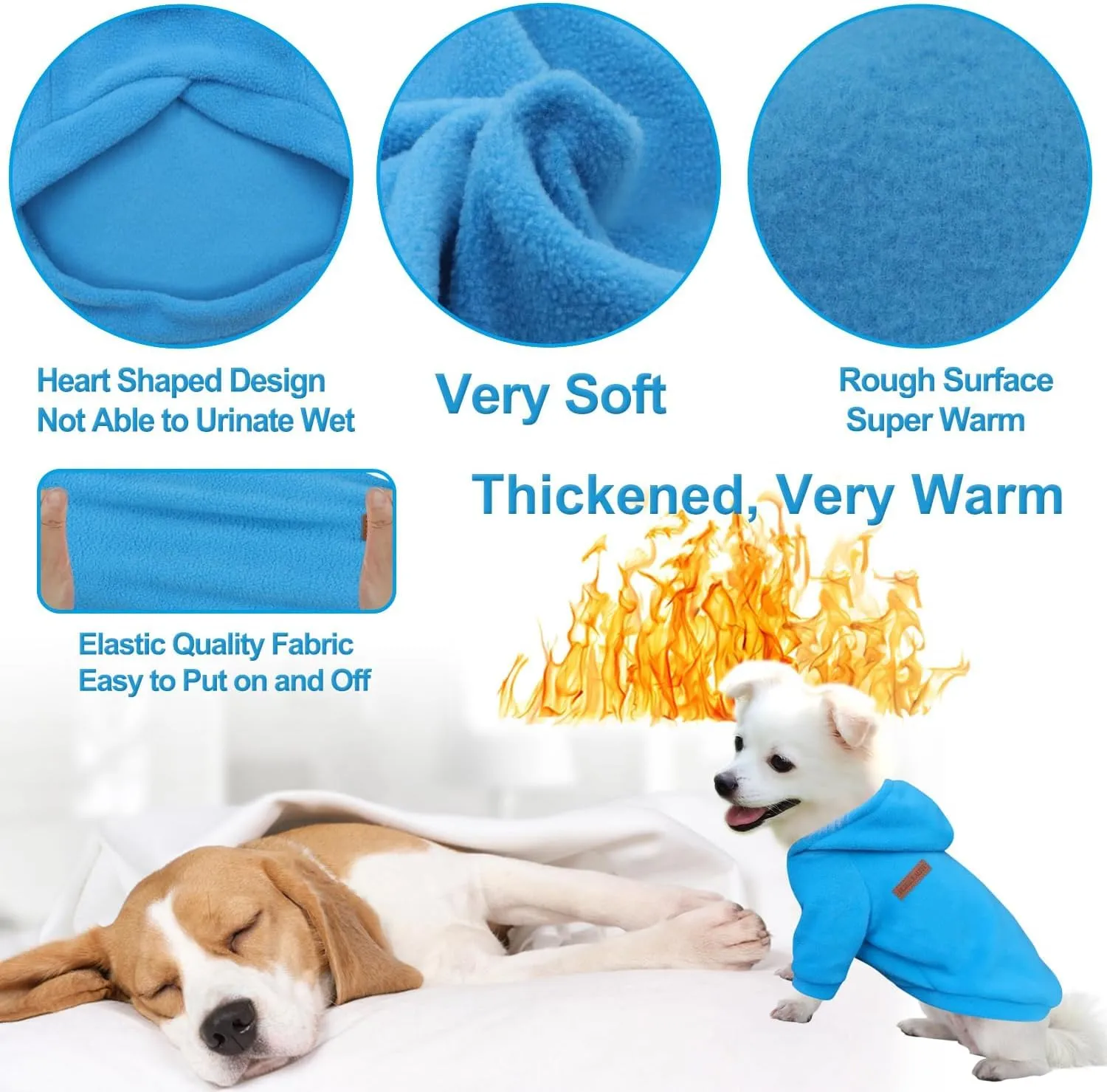 HuaLiSiJi Felpa con Cappuccio per Cani di Piccola Taglia (Blu, XS) - immagine 3