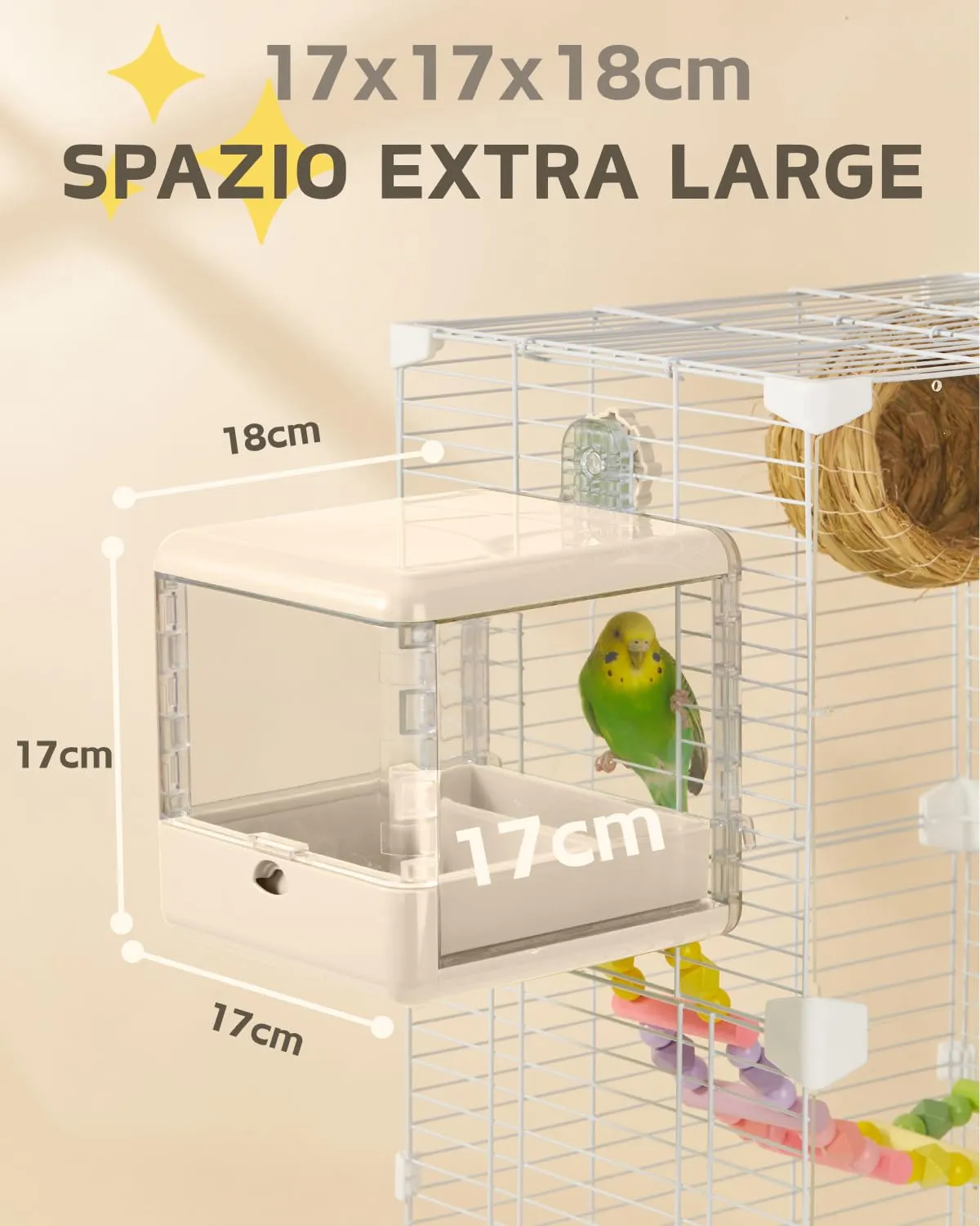 Septillar Bagno per Uccelli Sospeso per Gabbia, Bianco - immagine 2