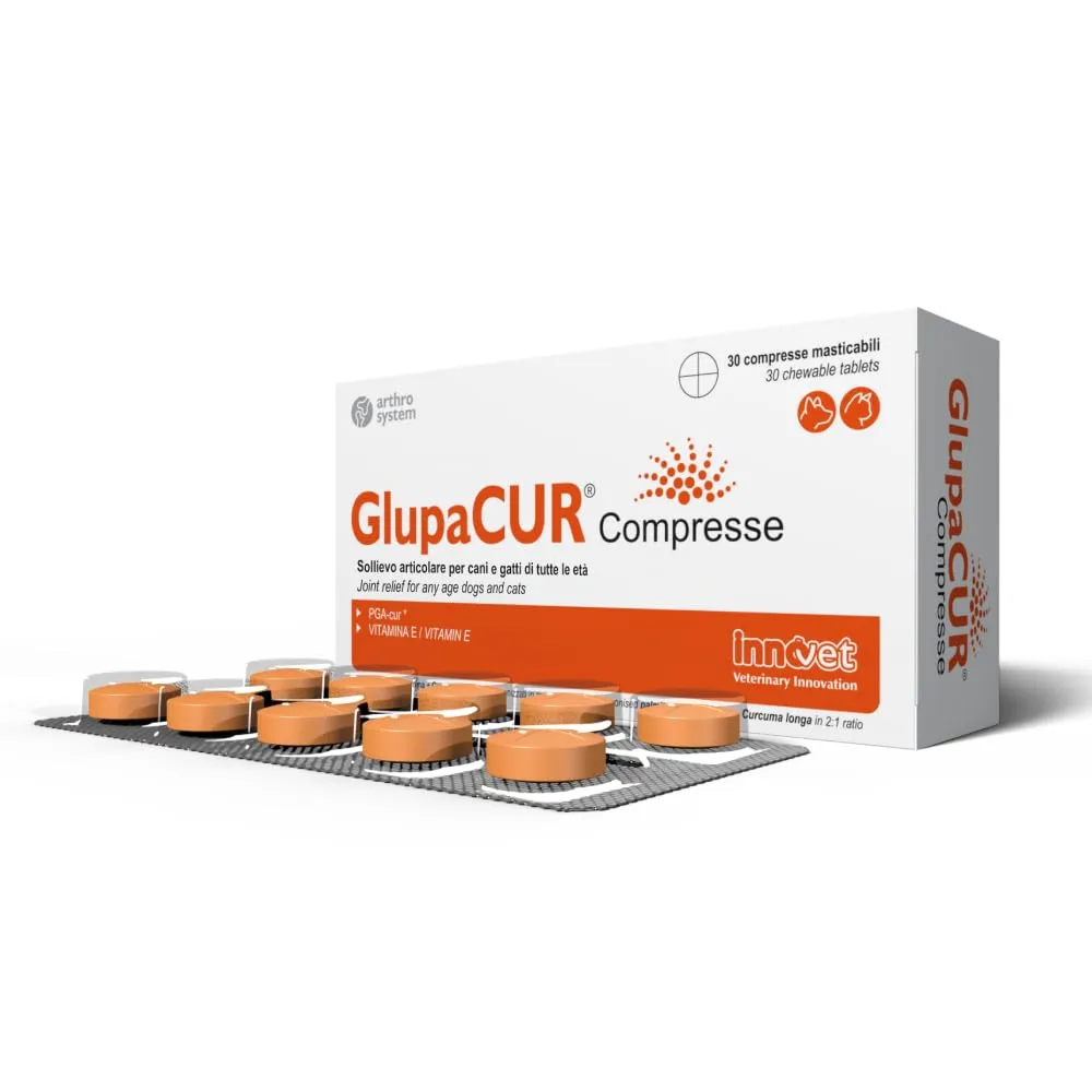 Innovet Glupacur Sollievo Articolare per Cani e Gatti con PGA, Curcuma e Vitamina E, 30 Compresse - immagine 1