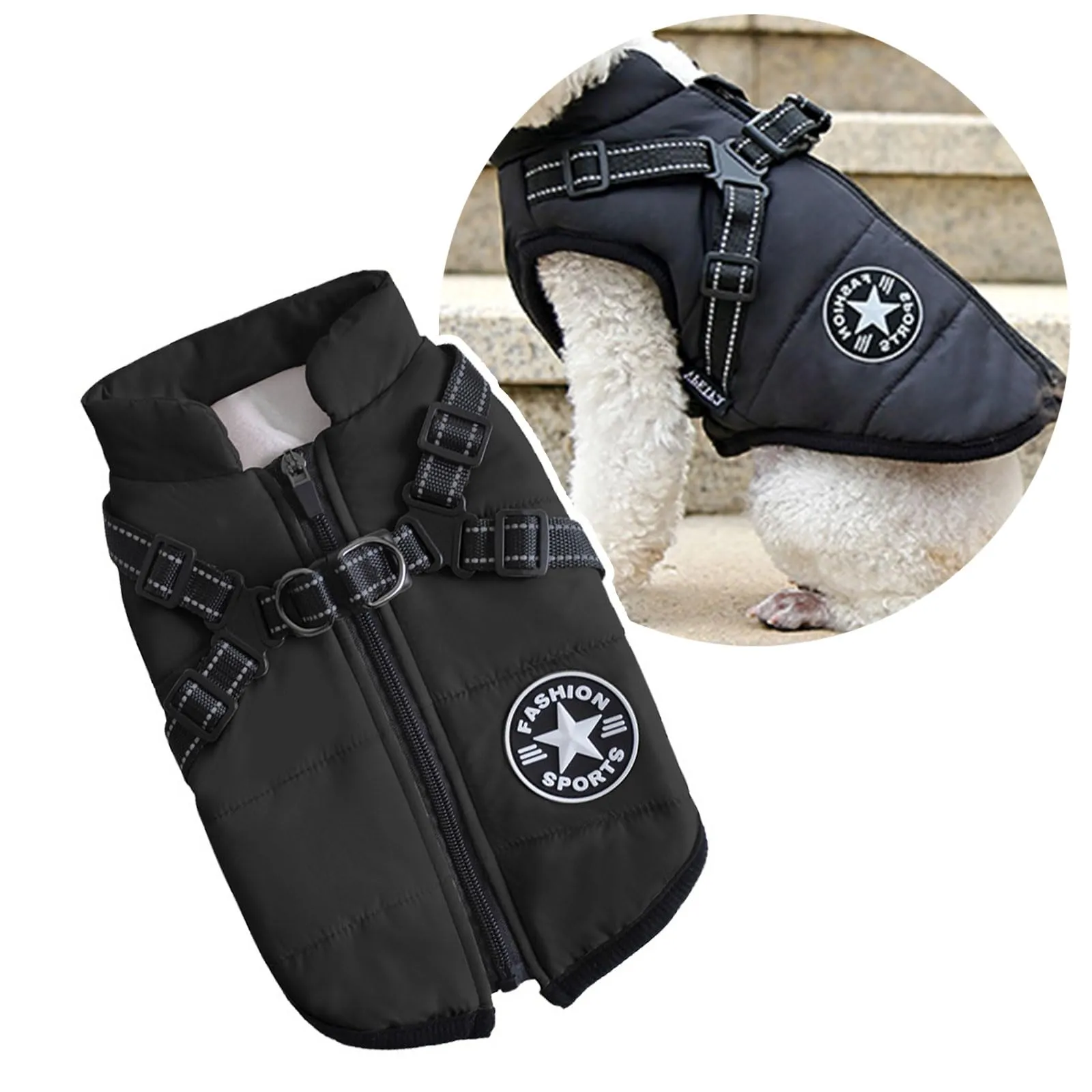Oncpcare Cappotto Invernale per Cani e Gatti, Nero, Taglia M - immagine 1