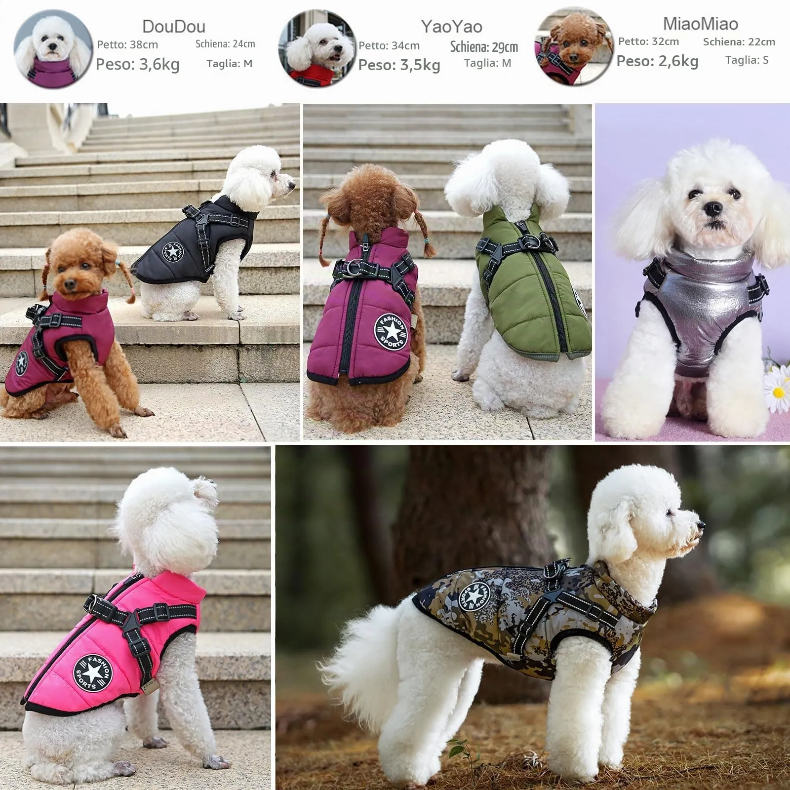 Oncpcare Pettorina invernale per cani, giacca calda per cani di piccola taglia, nero, L (3.5-5 kg) - immagine 6