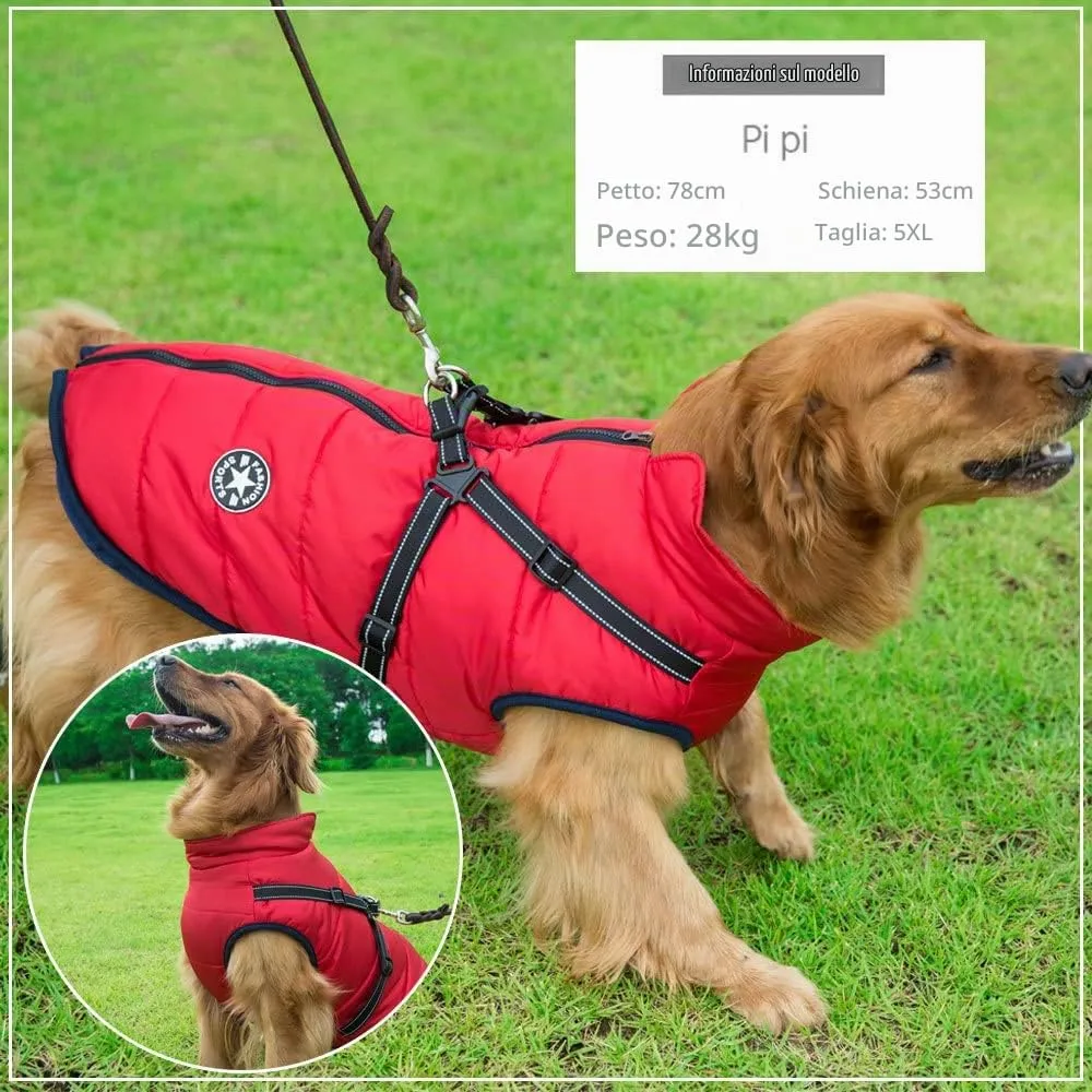 Oncpcare Cappotto Invernale 2 in 1 con Imbracatura per Cani di Grandi Dimensioni, Rosso, 4XL - immagine 7