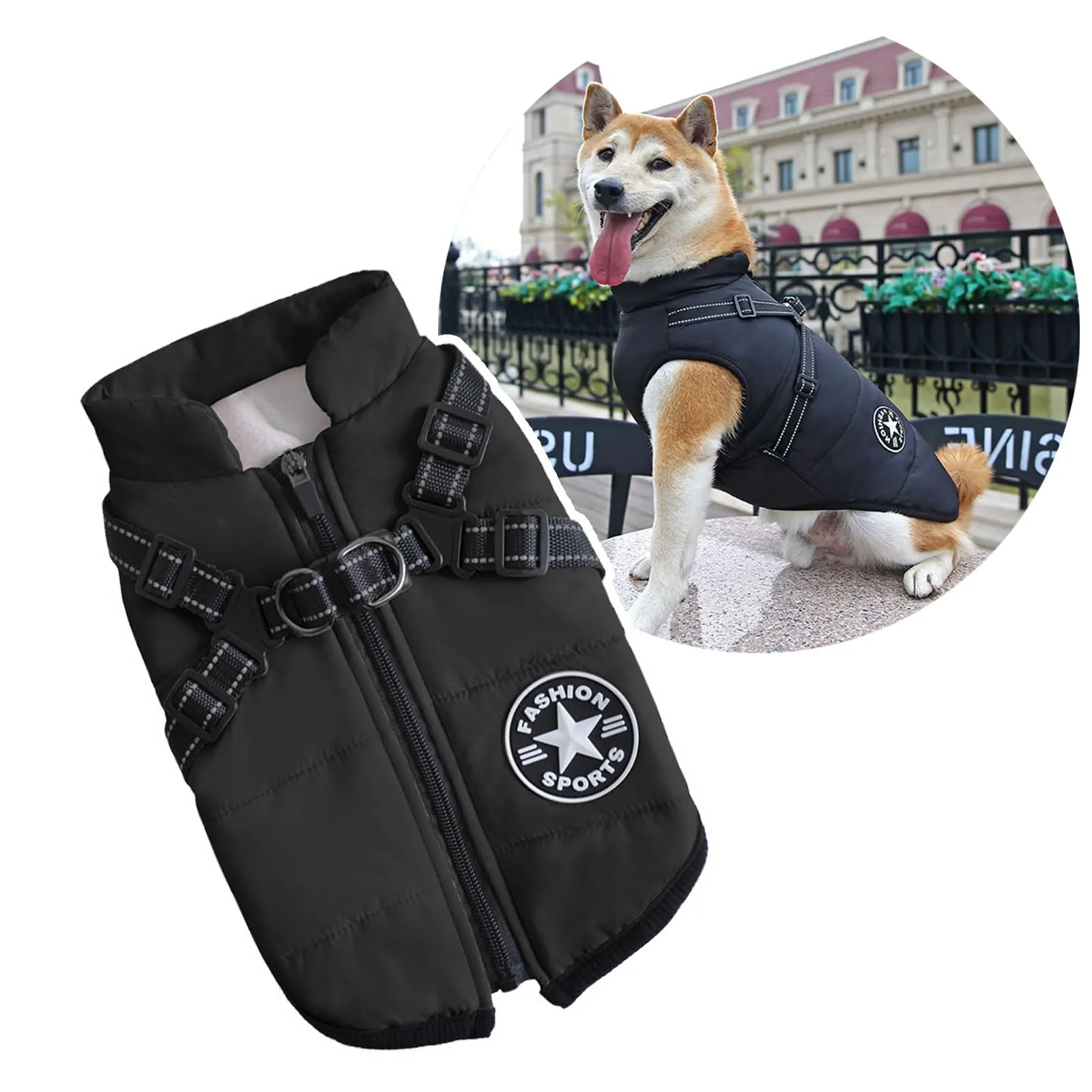 Oncpcare Giacca per Cani con Imbracatura, 5XL, Nero - immagine 1