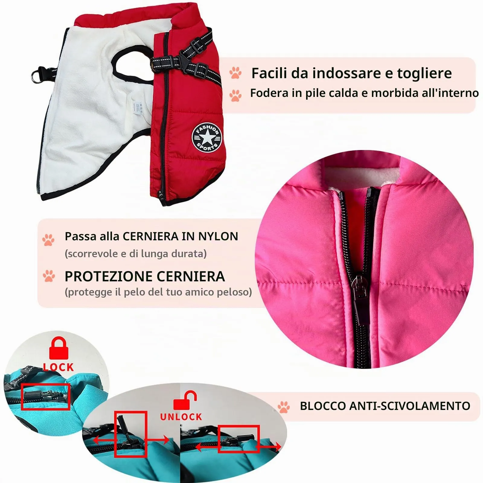 Oncpcare Pettorina Invernale per Cani 2 in 1, Rosso, 3XL - immagine 4