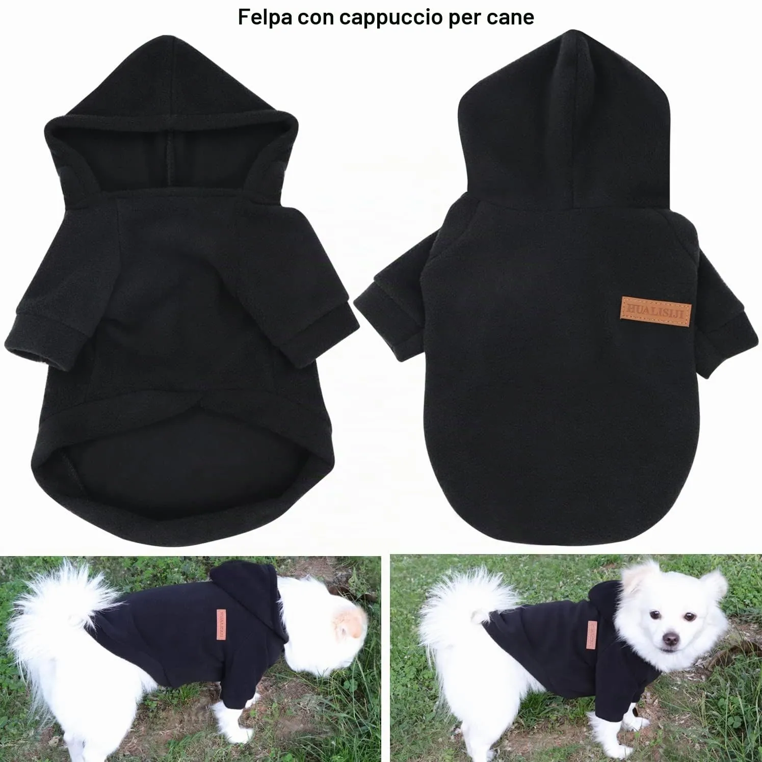 HuaLiSiJi Felpa con Cappuccio per Cani, Nero, XXL - immagine 2