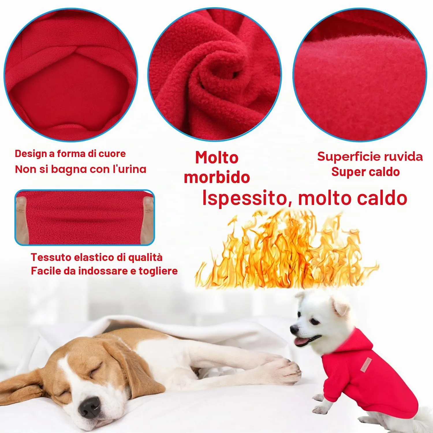 HuaLiSiJi Felpa con Cappuccio per Cani, XXL, Rosso - immagine 3