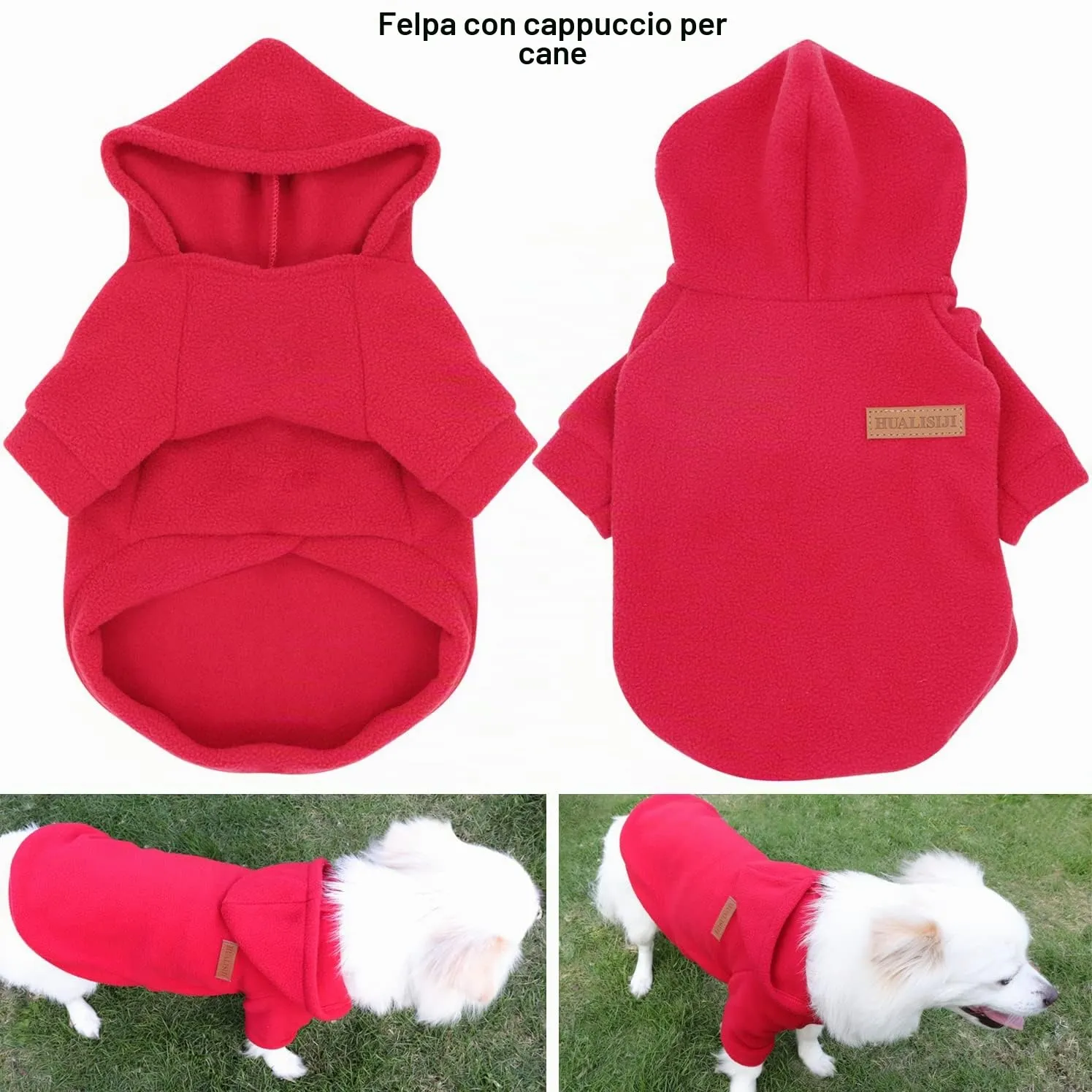 HuaLiSiJi Felpa con Cappuccio per Cani, Rosso, XXXL - immagine 2